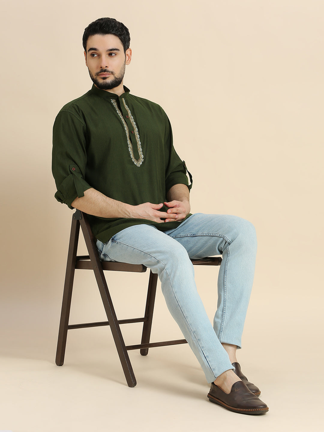 Mens Silk Resham Work Kurta