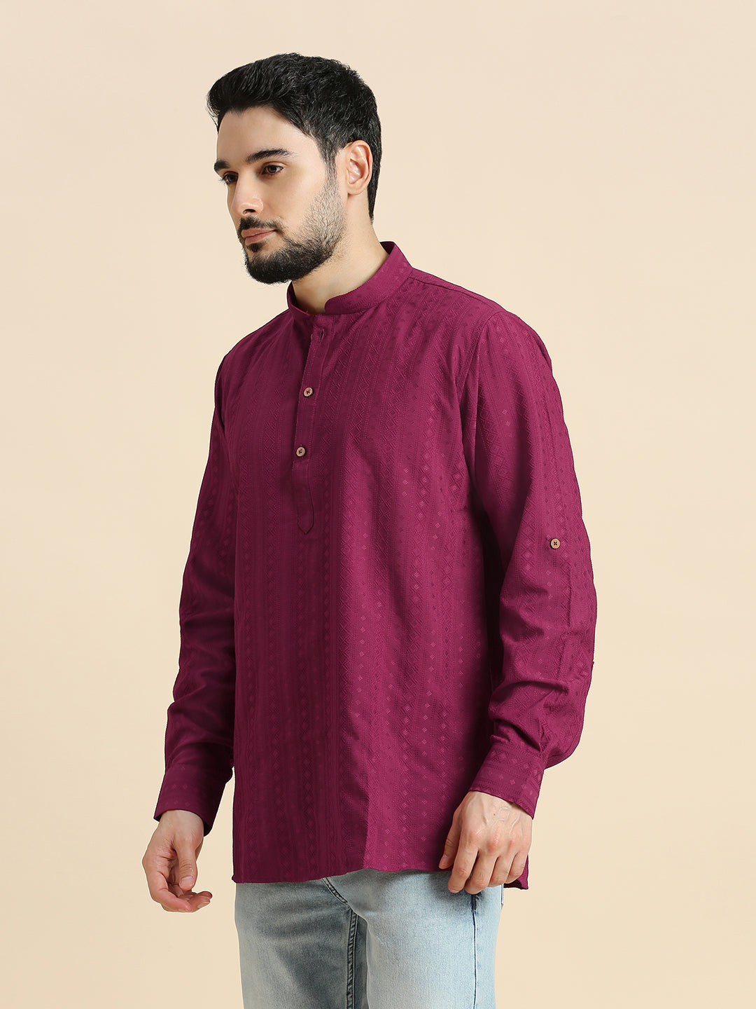 Mens Silk Embroidered Kurta - Roop Darshan