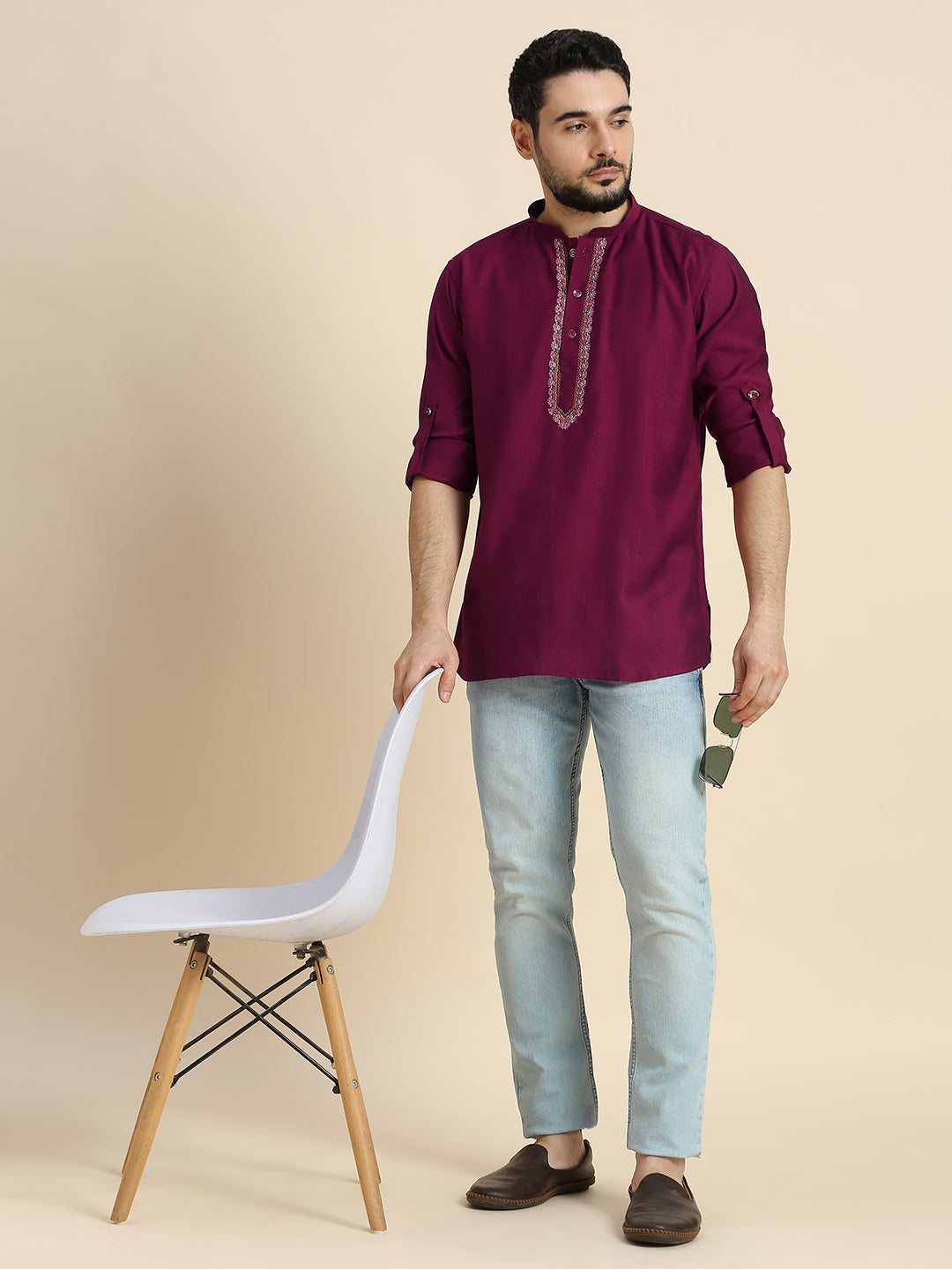 Mens Silk Resham Work Kurta