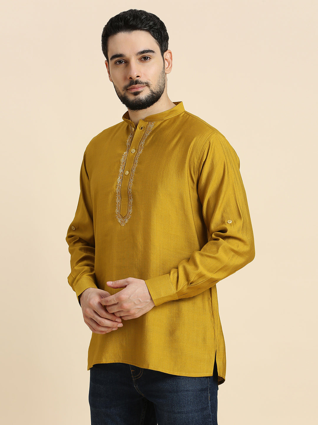 Mens Silk Resham Work Kurta - Roop Darshan