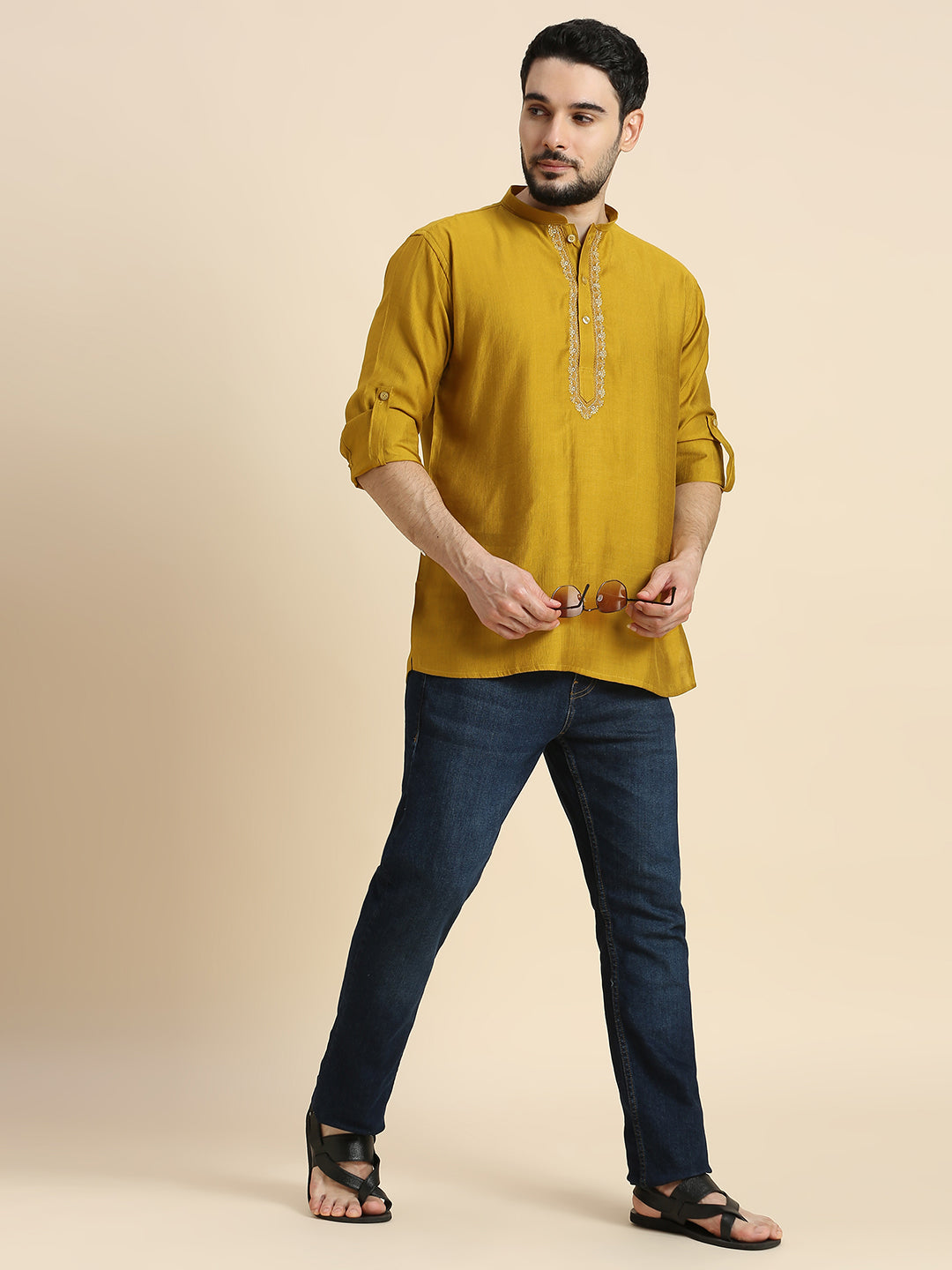 Mens Silk Resham Work Kurta - Roop Darshan