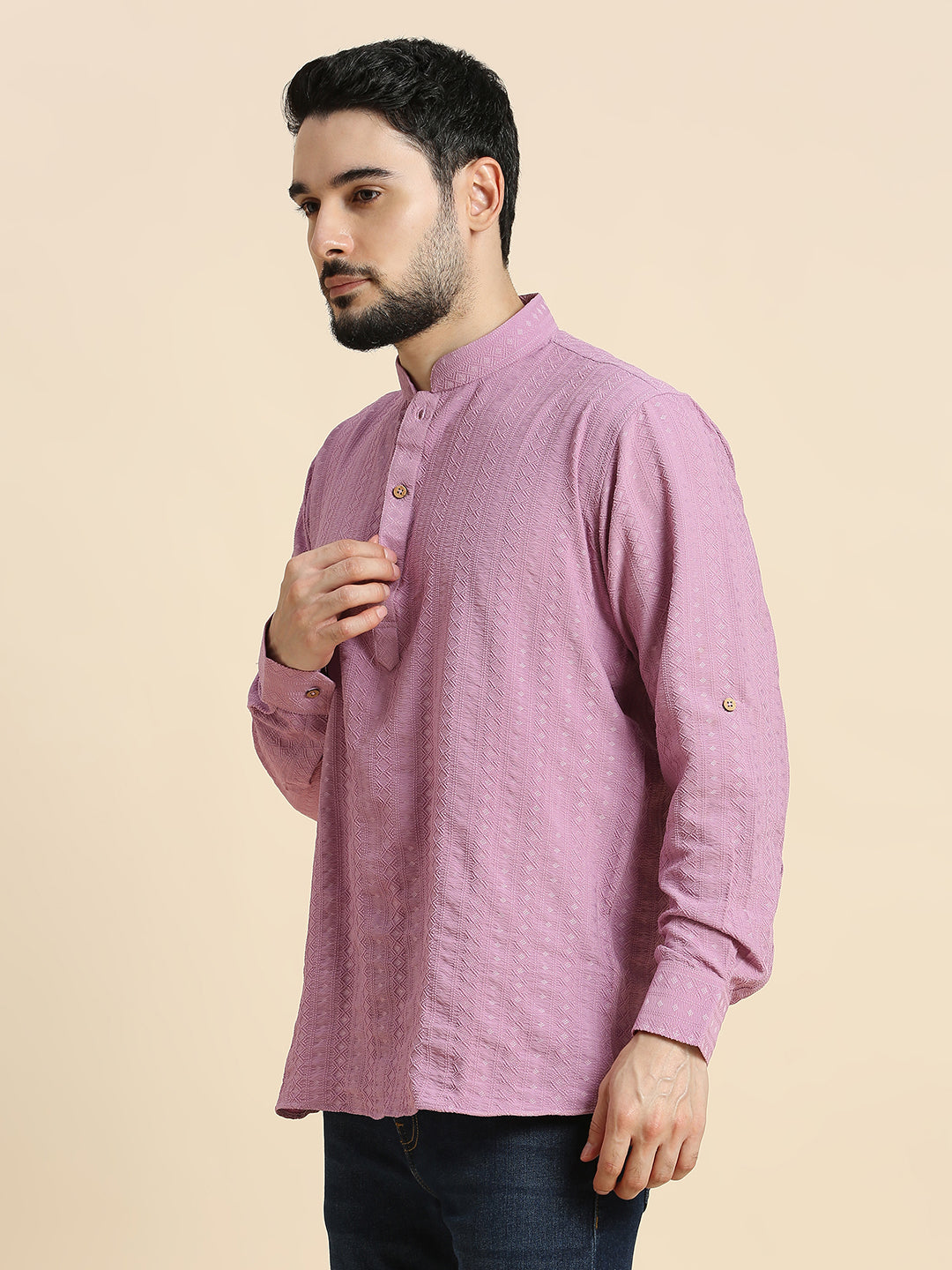 Mens Silk Embroidered Kurta - Roop Darshan