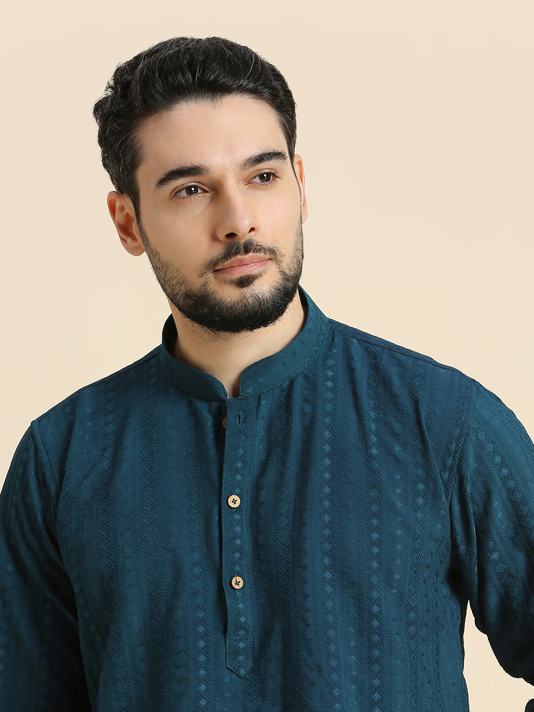 Mens Silk Embroidered Kurta - Roop Darshan
