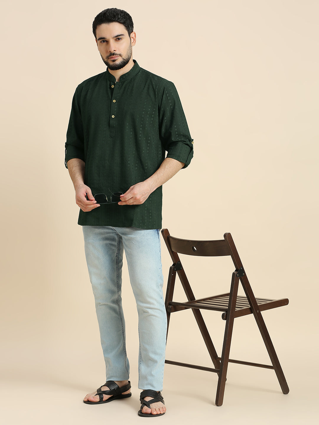 Mens Silk Embroidered Kurta - Roop Darshan