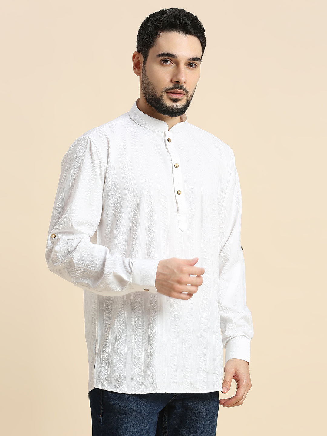 Mens Silk Embroidered Kurta - Roop Darshan