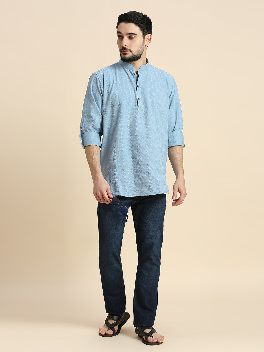 Mens Silk Embroidered Kurta - Roop Darshan