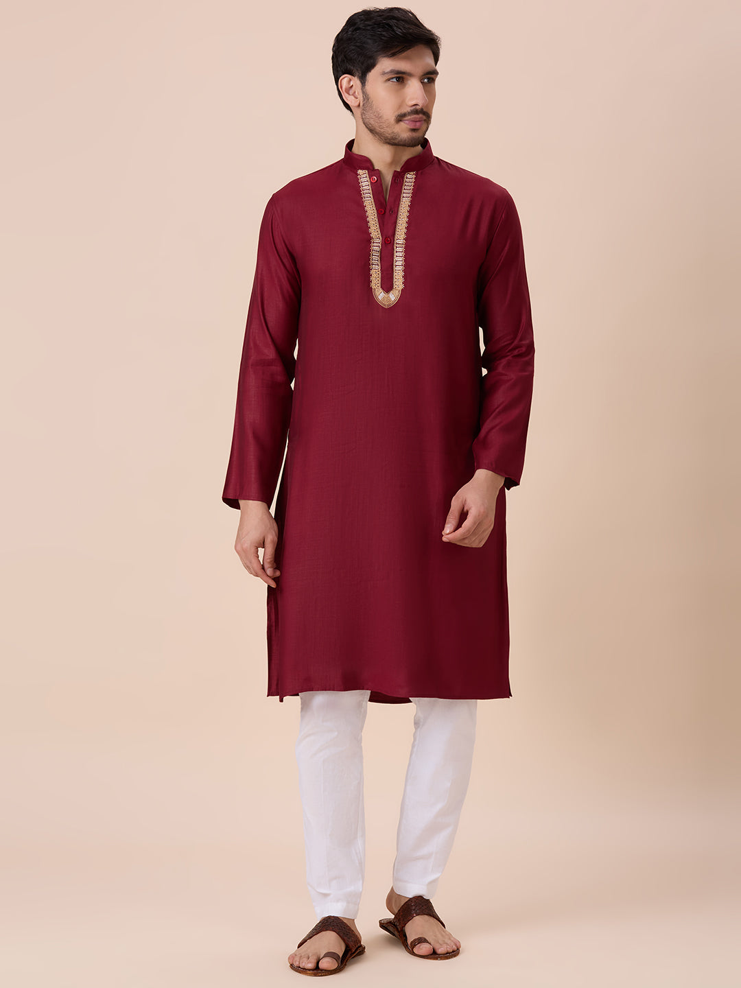 Mens Silk Resham Work Kurta - Roop Darshan