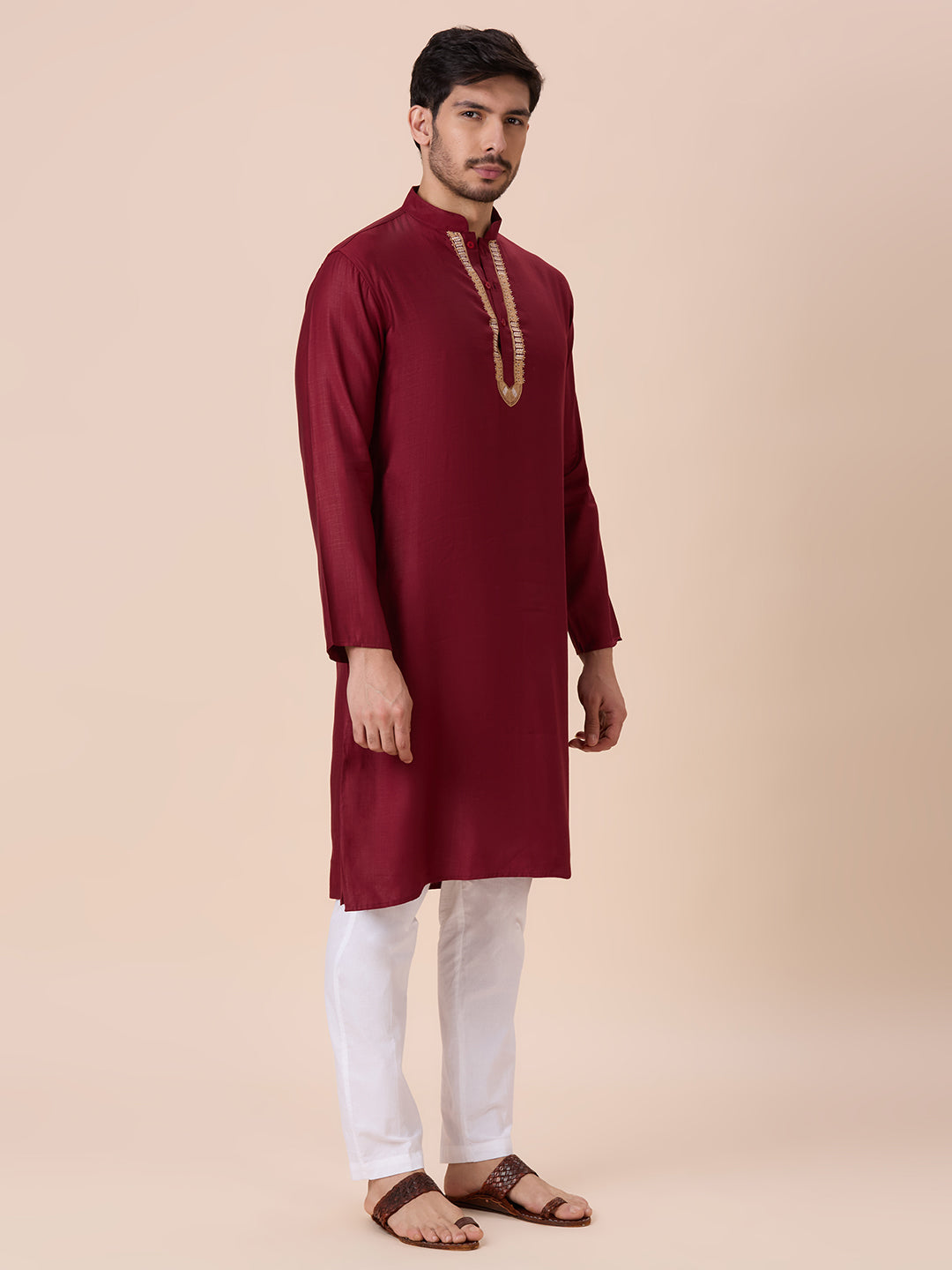 Mens Silk Resham Work Kurta - Roop Darshan