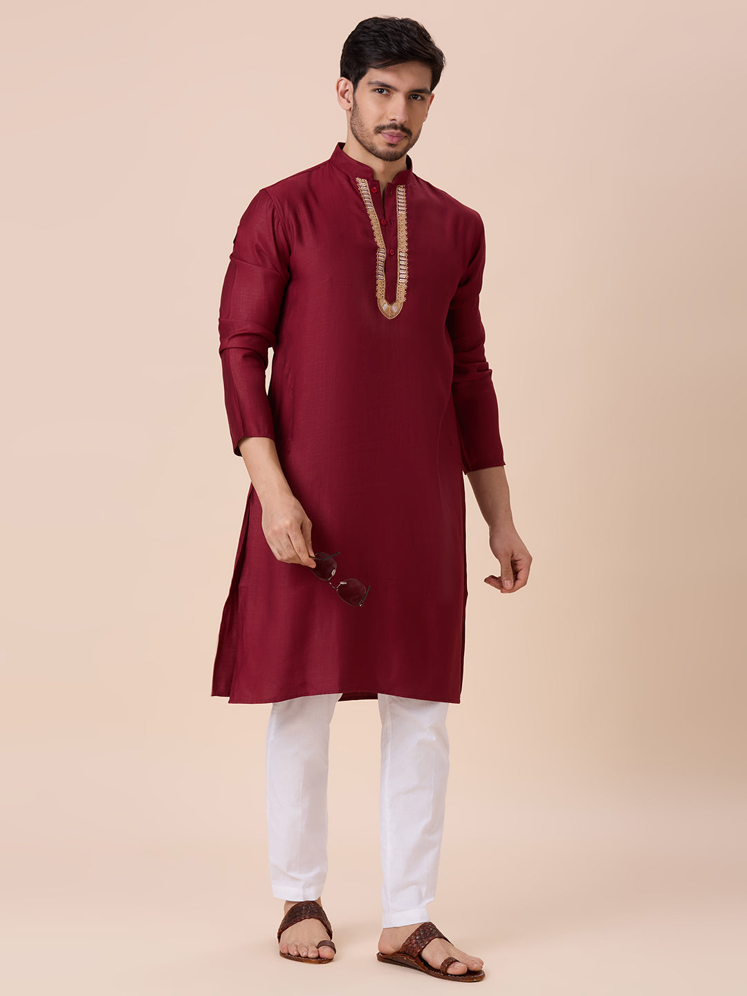 Mens Silk Resham Work Kurta - Roop Darshan