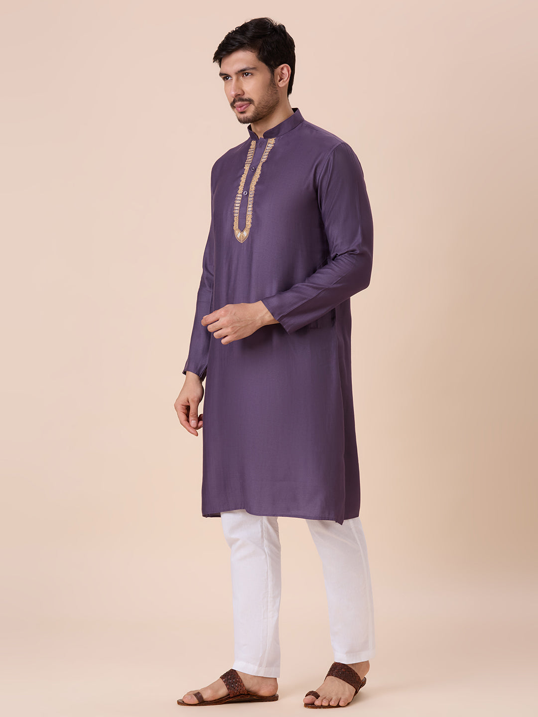 Mens Silk Resham Work Kurta