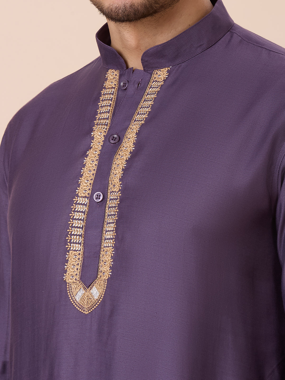 Mens Silk Resham Work Kurta - Roop Darshan