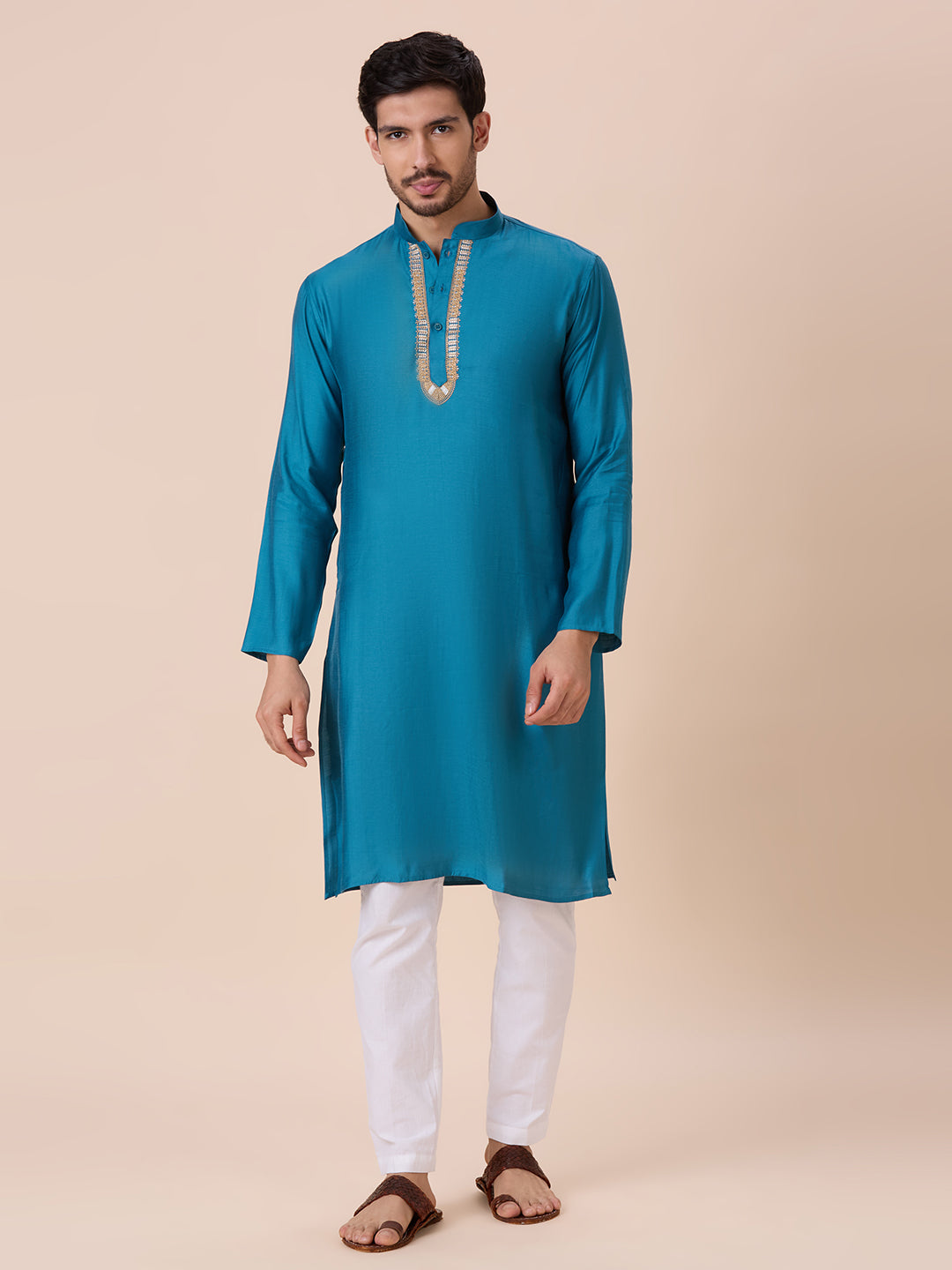 Mens Silk Resham Work Kurta - Roop Darshan