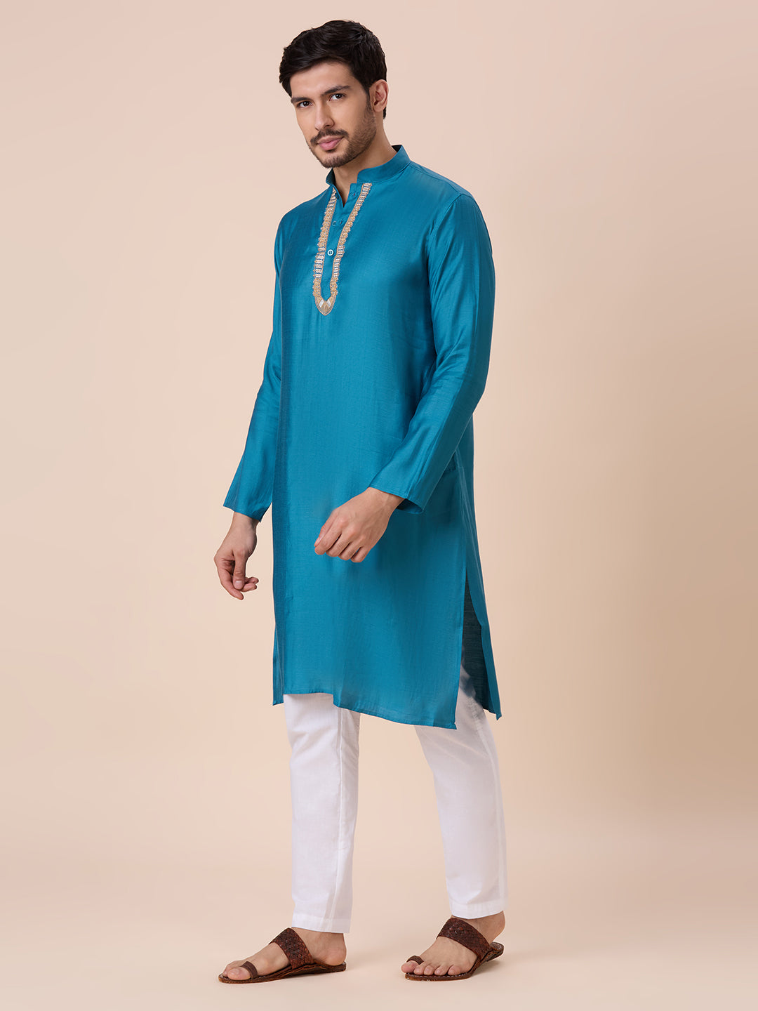 Mens Silk Resham Work Kurta - Roop Darshan