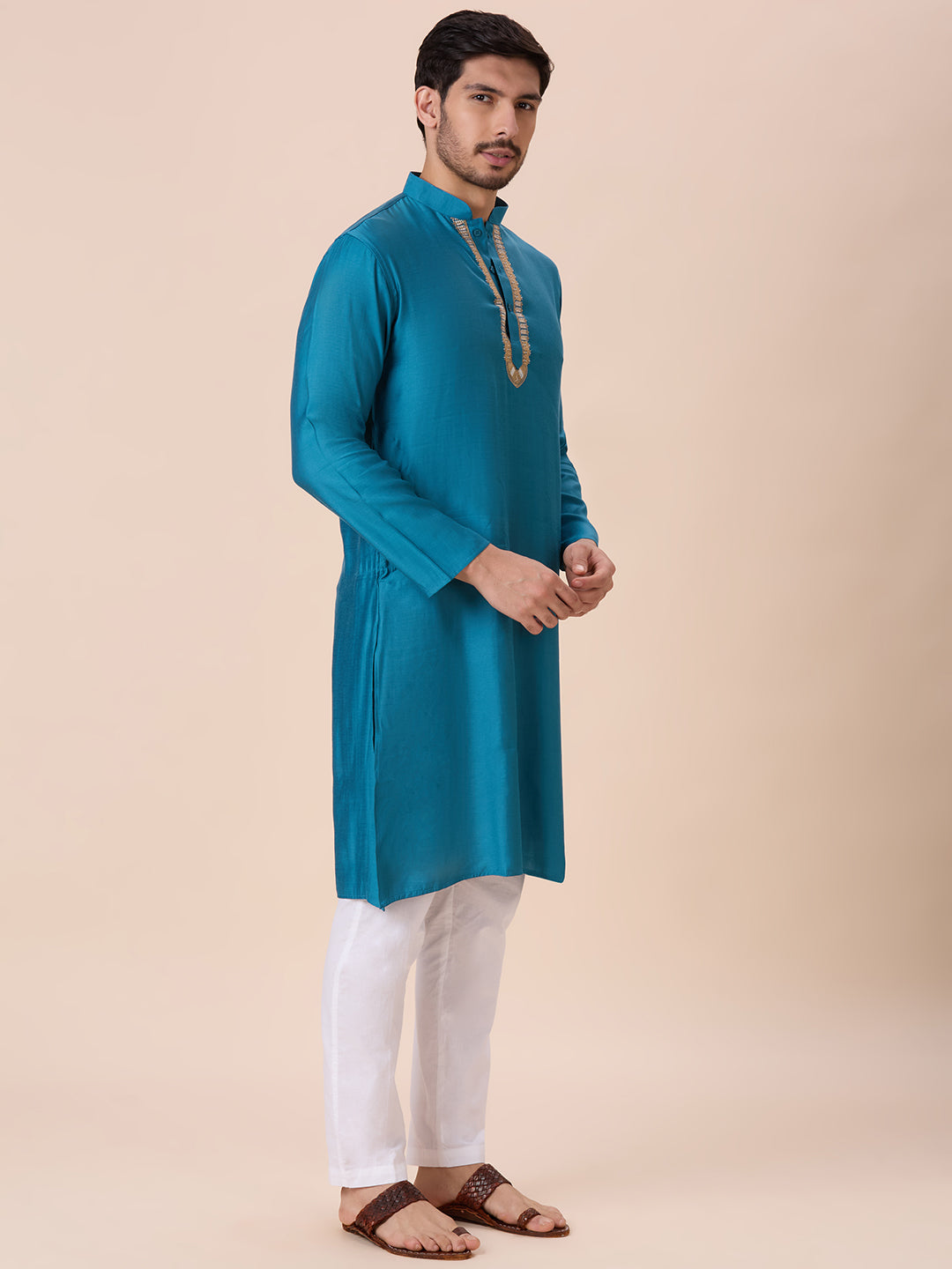 Mens Silk Resham Work Kurta - Roop Darshan