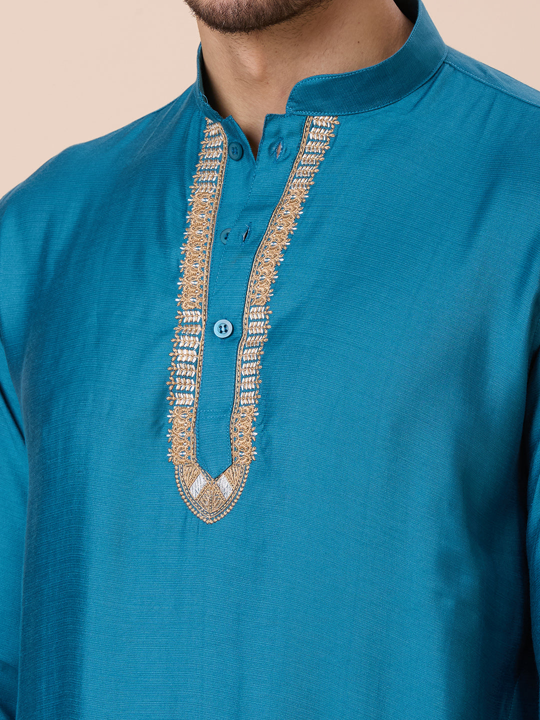 Mens Silk Resham Work Kurta
