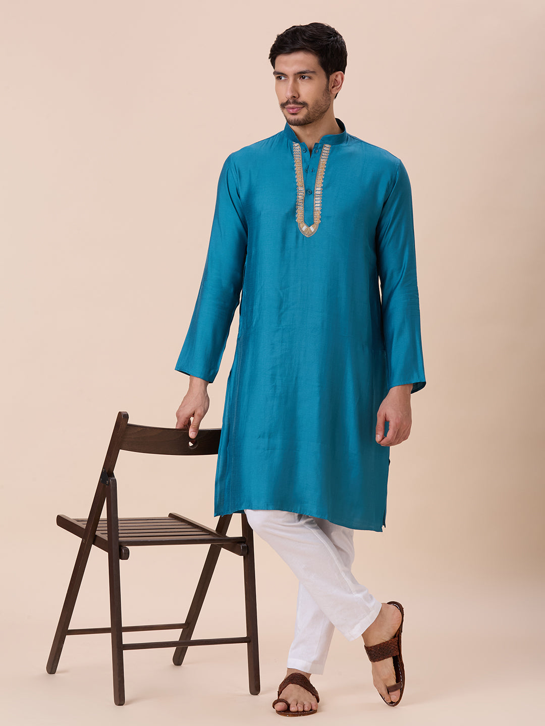 Mens Silk Resham Work Kurta