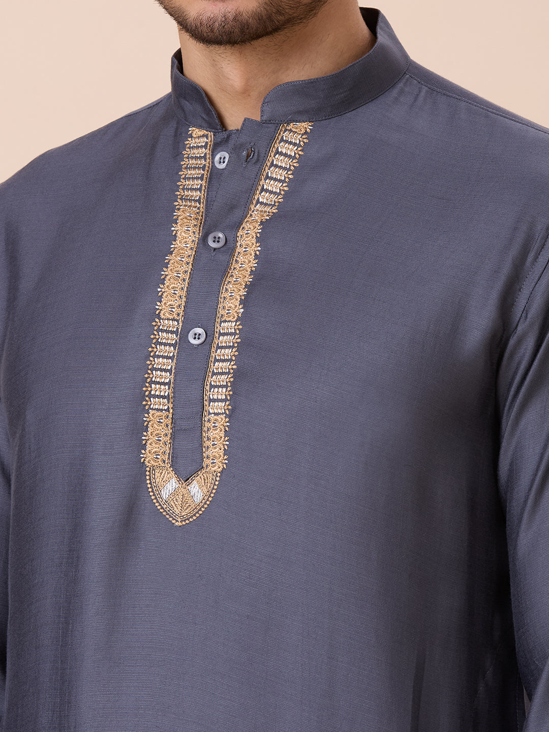 Mens Silk Resham Work Kurta - Roop Darshan