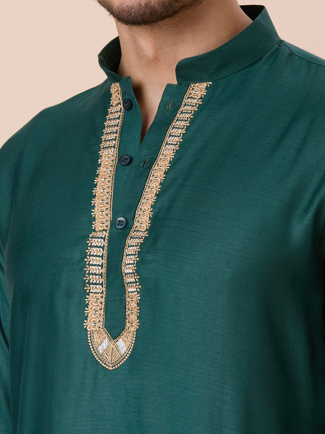 Mens Silk Resham Work Kurta - Roop Darshan