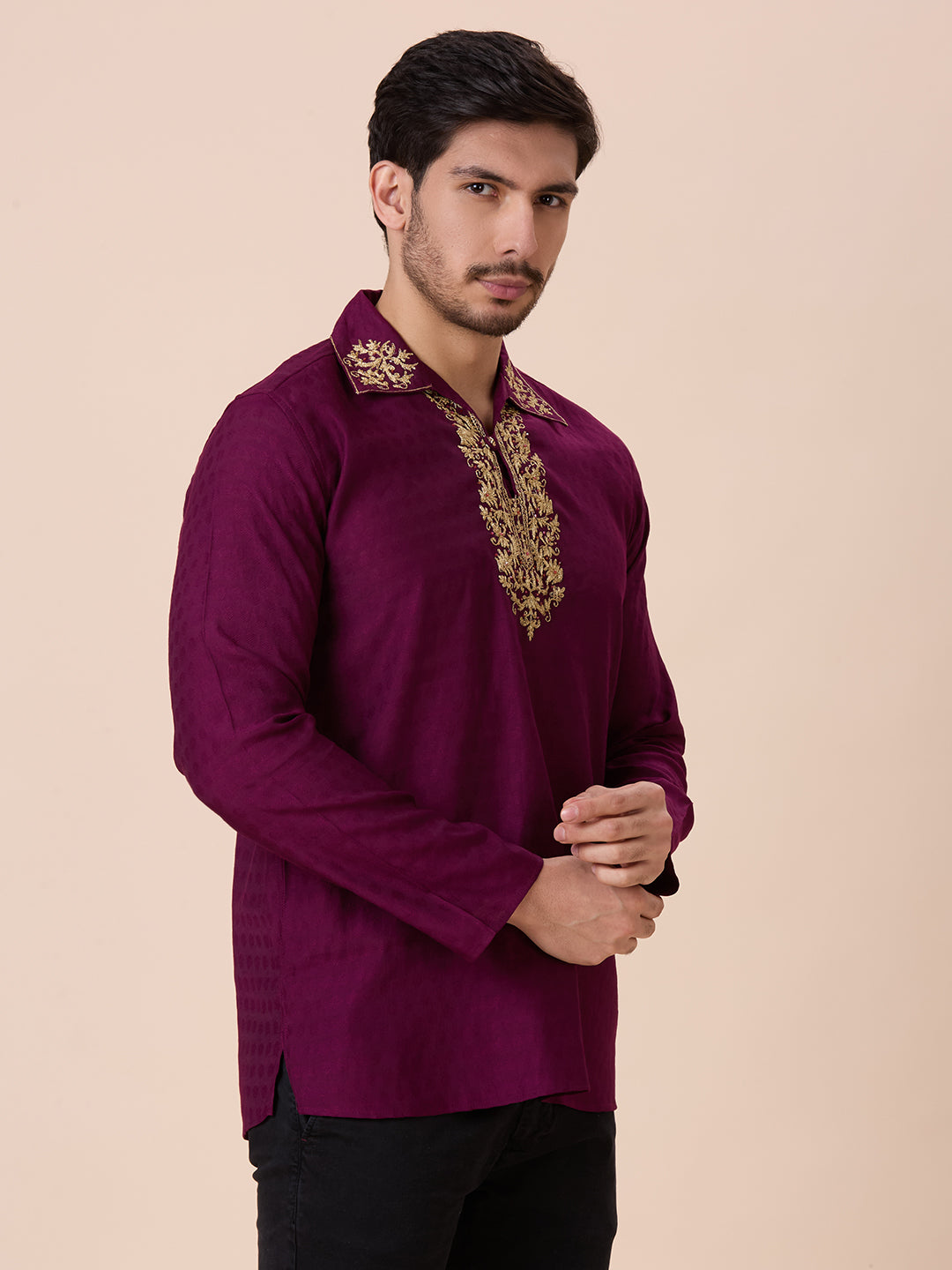 Mens Silk Resham Work Kurta