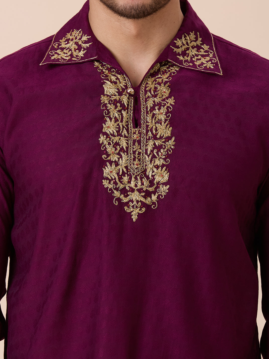 Mens Silk Resham Work Kurta - Roop Darshan