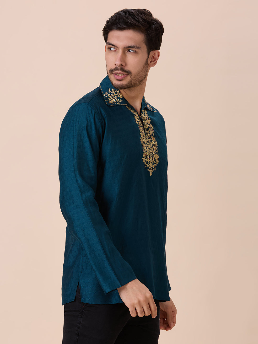 Mens Silk Resham Work Kurta - Roop Darshan