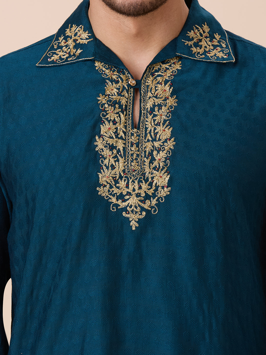 Mens Silk Resham Work Kurta - Roop Darshan