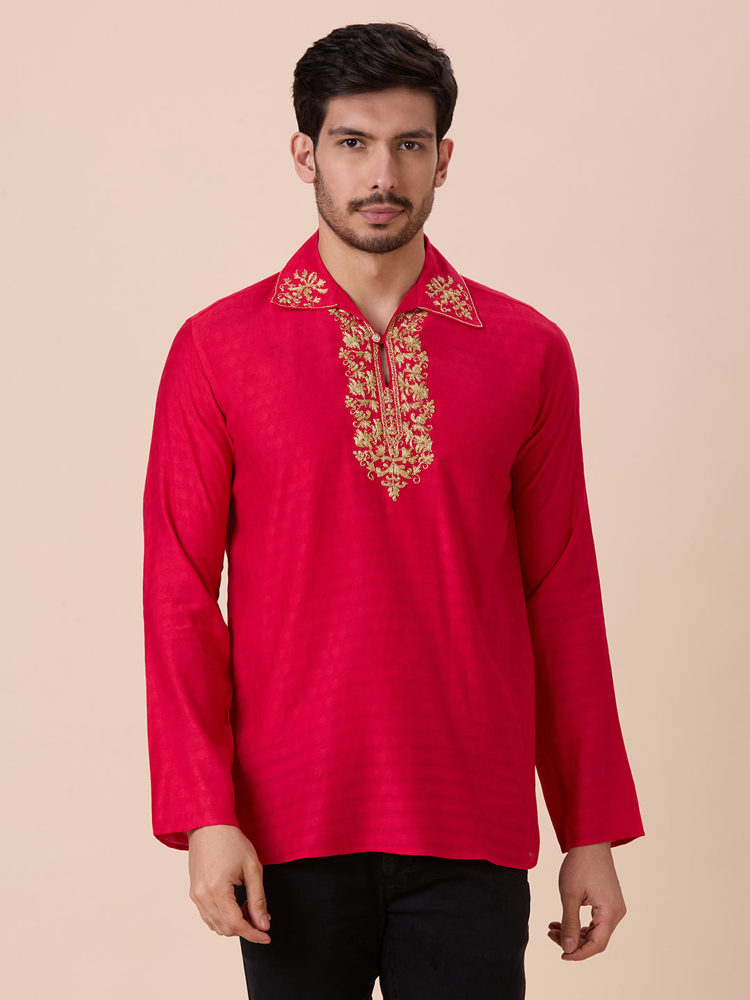 Mens Silk Resham Work Kurta - Roop Darshan