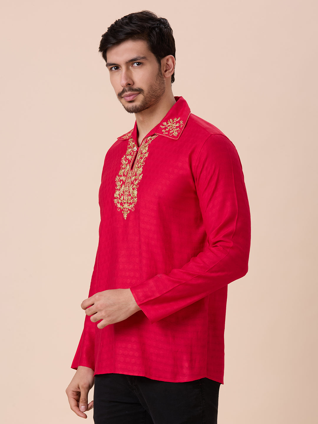 Mens Silk Resham Work Kurta - Roop Darshan