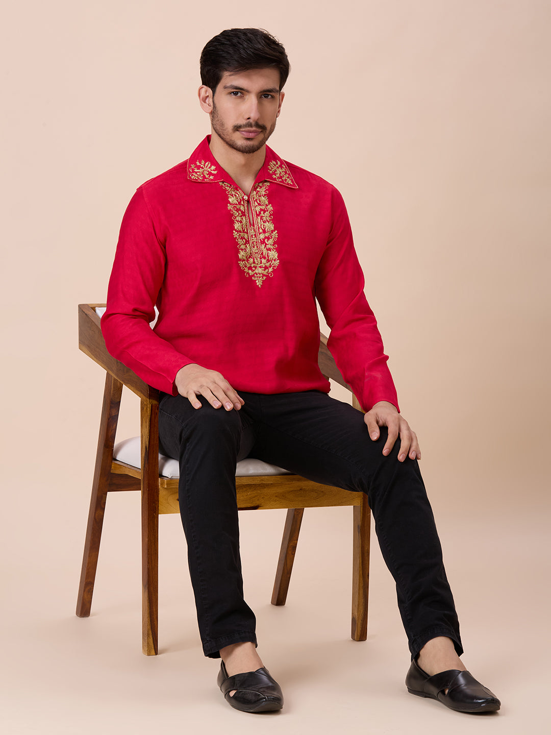 Mens Silk Resham Work Kurta - Roop Darshan