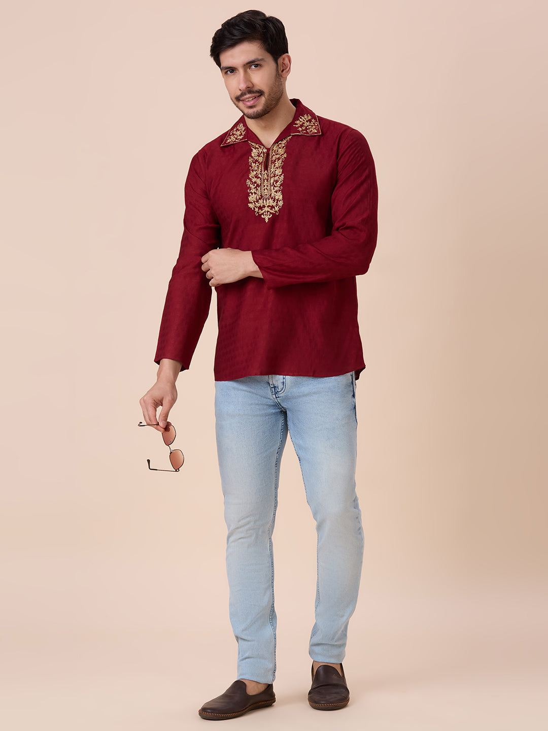 Mens Silk Resham Work Kurta - Roop Darshan