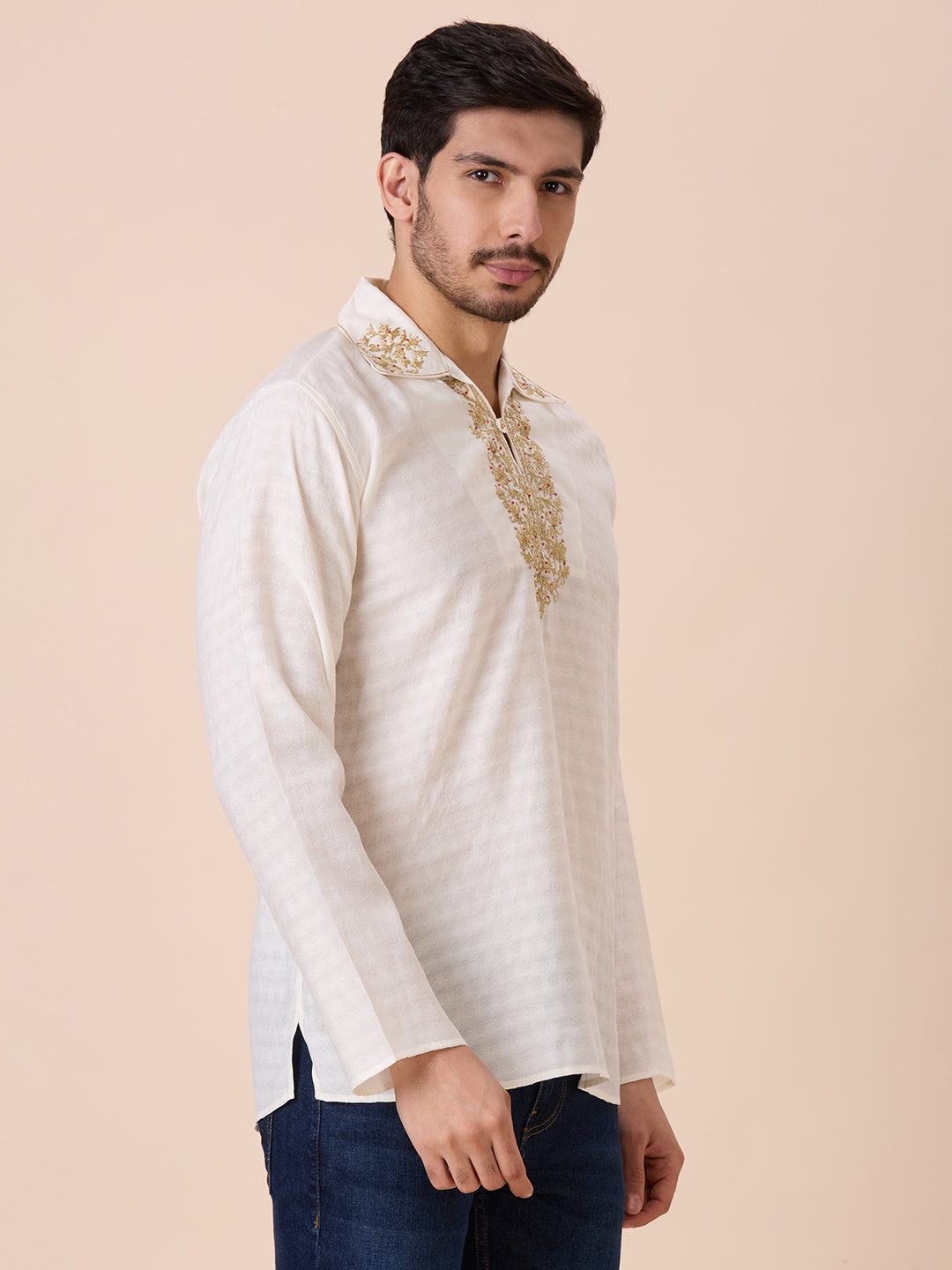 Mens Silk Resham Work Kurta - Roop Darshan
