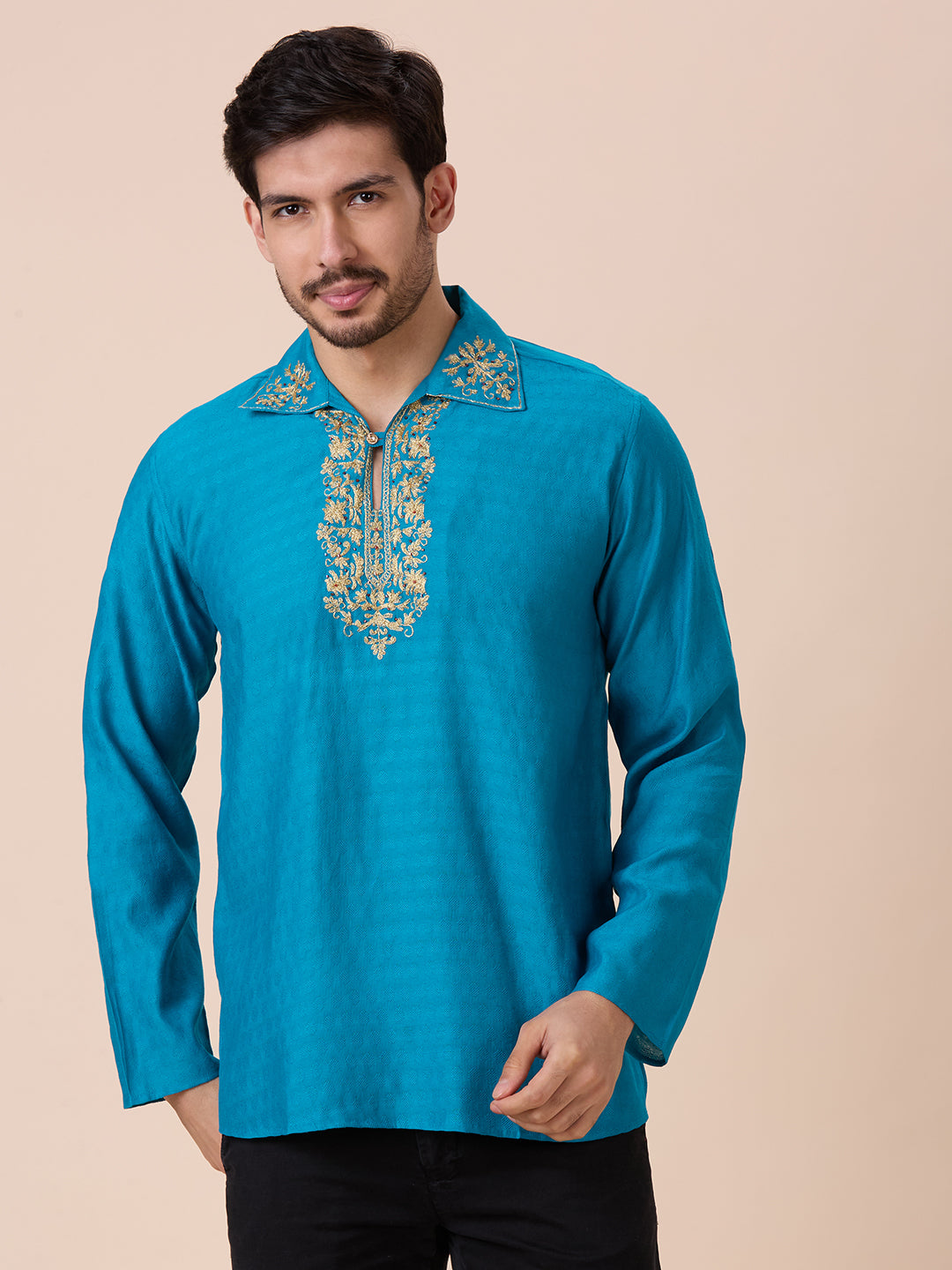 Mens Silk Resham Work Kurta - Roop Darshan