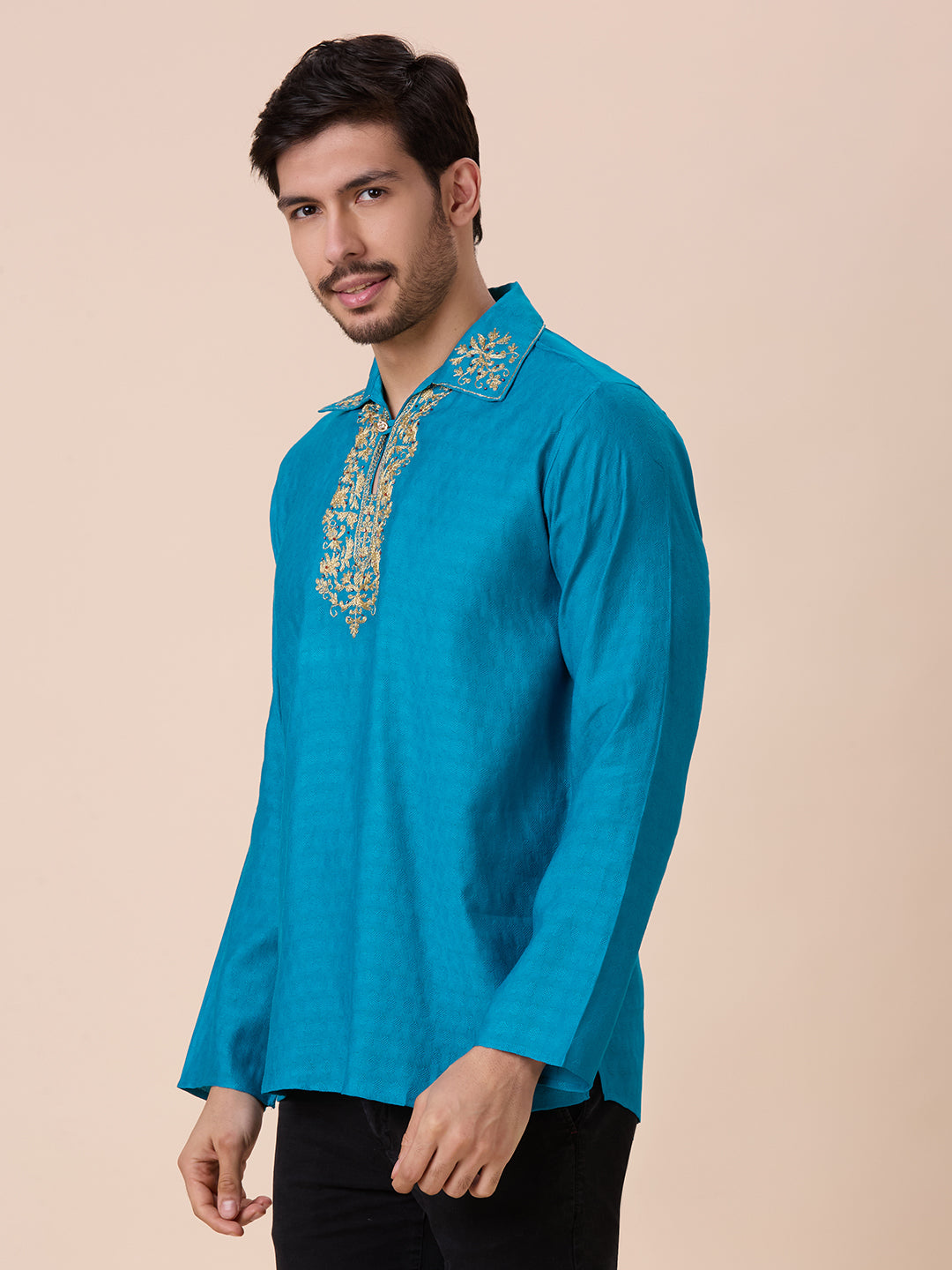 Mens Silk Resham Work Kurta - Roop Darshan
