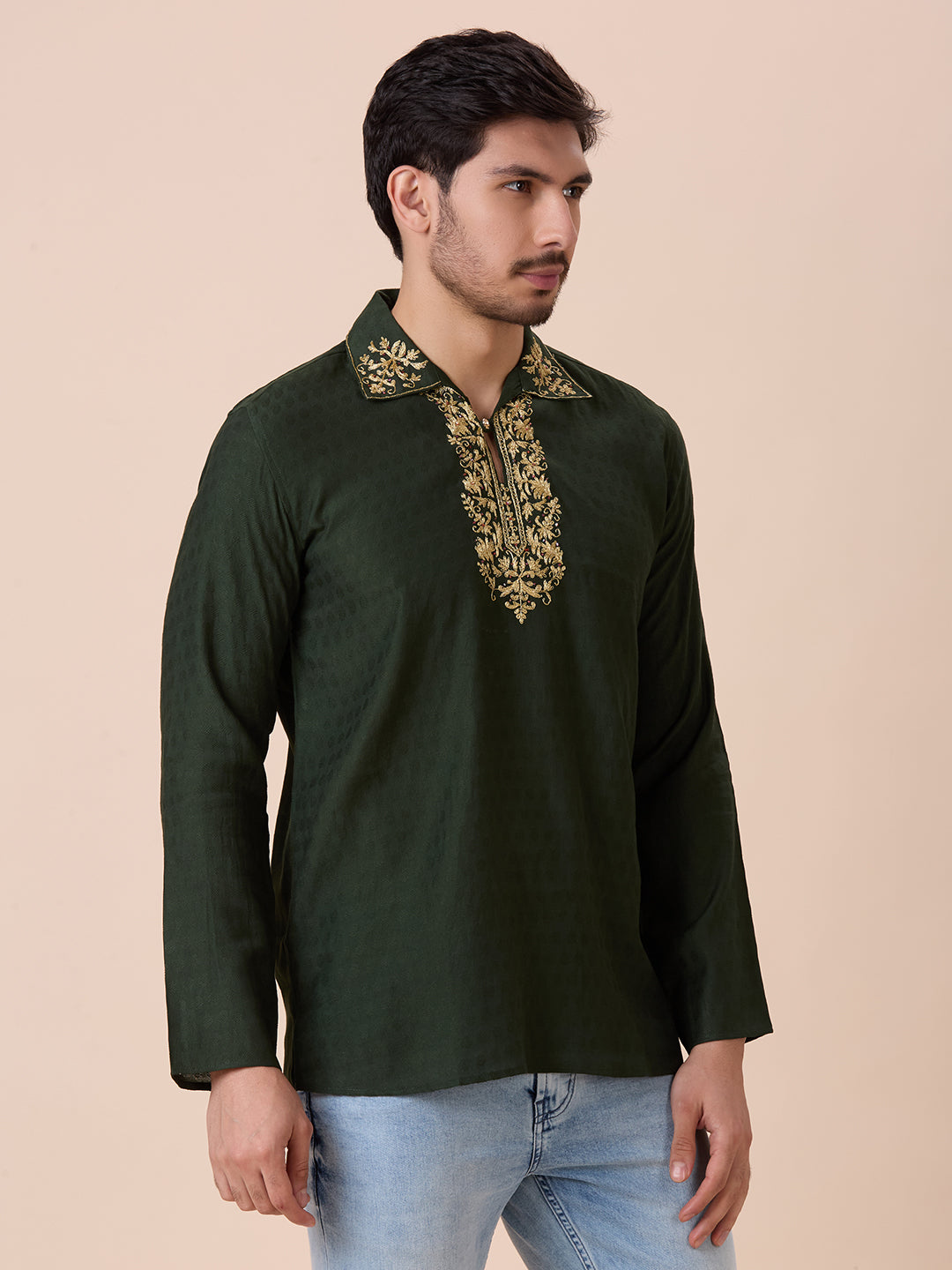 Mens Silk Resham Work Kurta