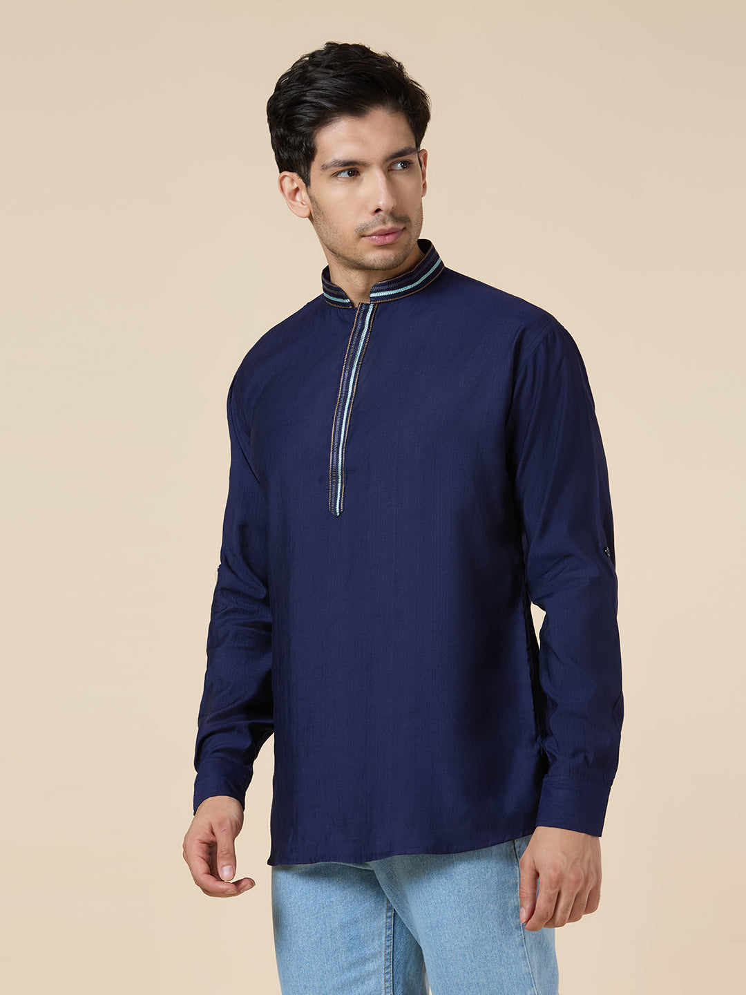 Mens Silk Resham Work Kurta - Roop Darshan