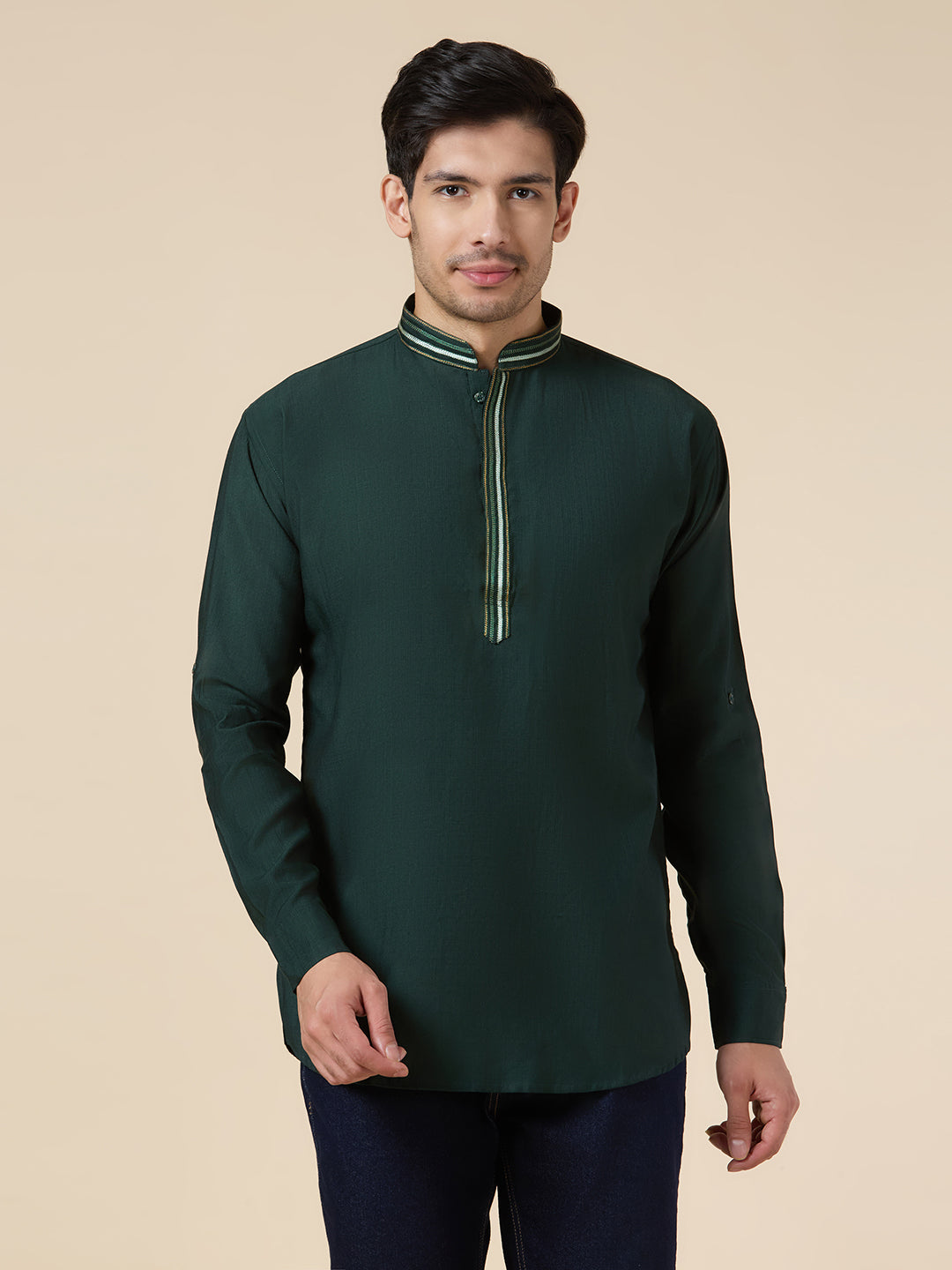 Mens Silk Resham Work Kurta - Roop Darshan