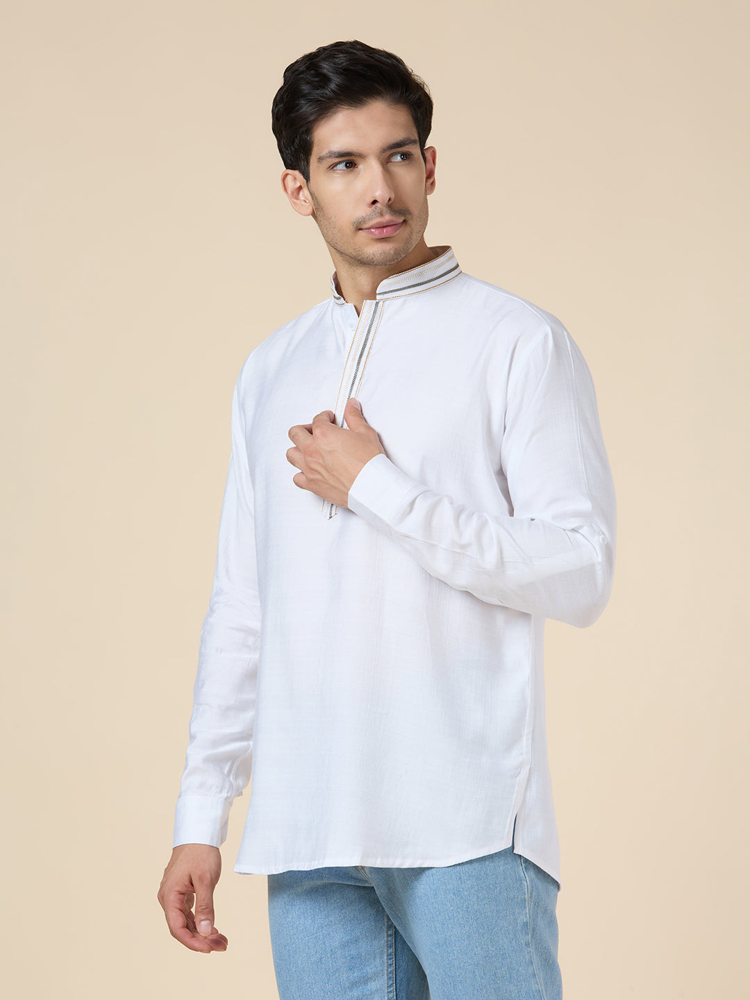 Mens Silk Resham Work Kurta - Roop Darshan