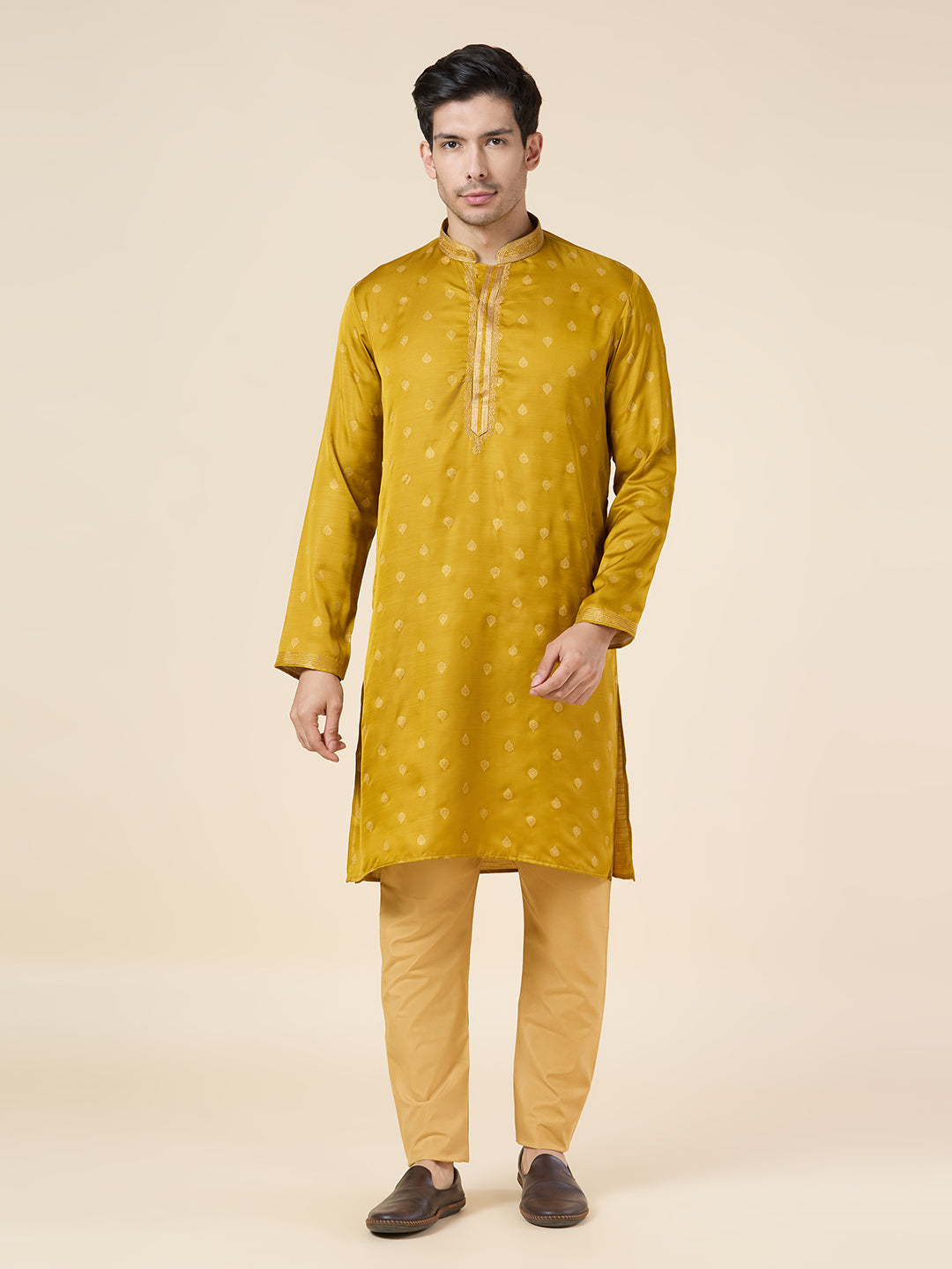 Mens Silk Printed Kurta Set - Roop Darshan