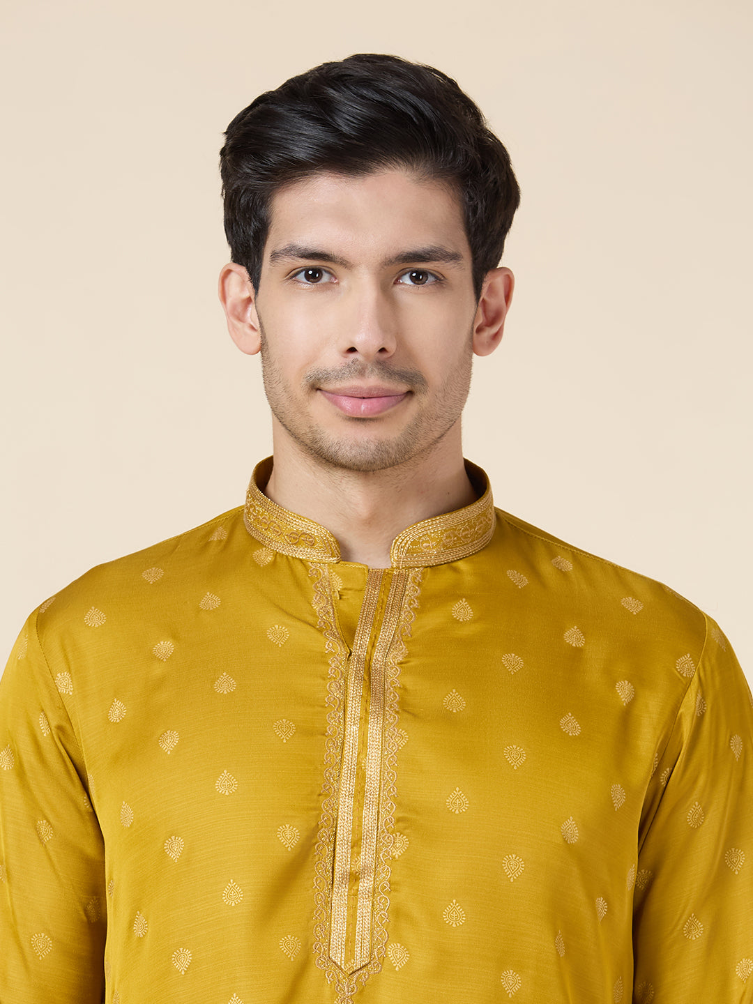 Mens Silk Printed Kurta Set - Roop Darshan