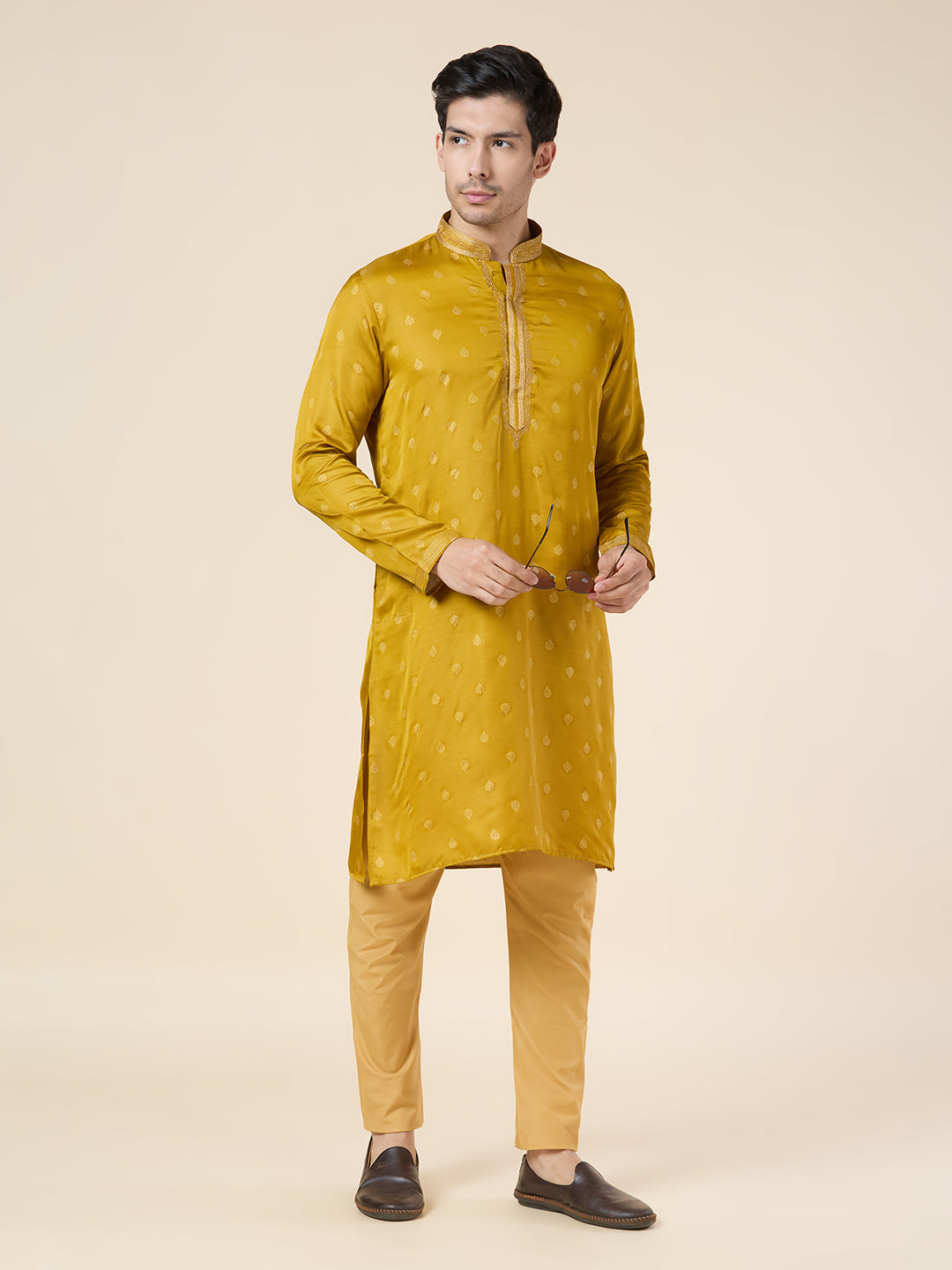 Mens Silk Printed Kurta Set