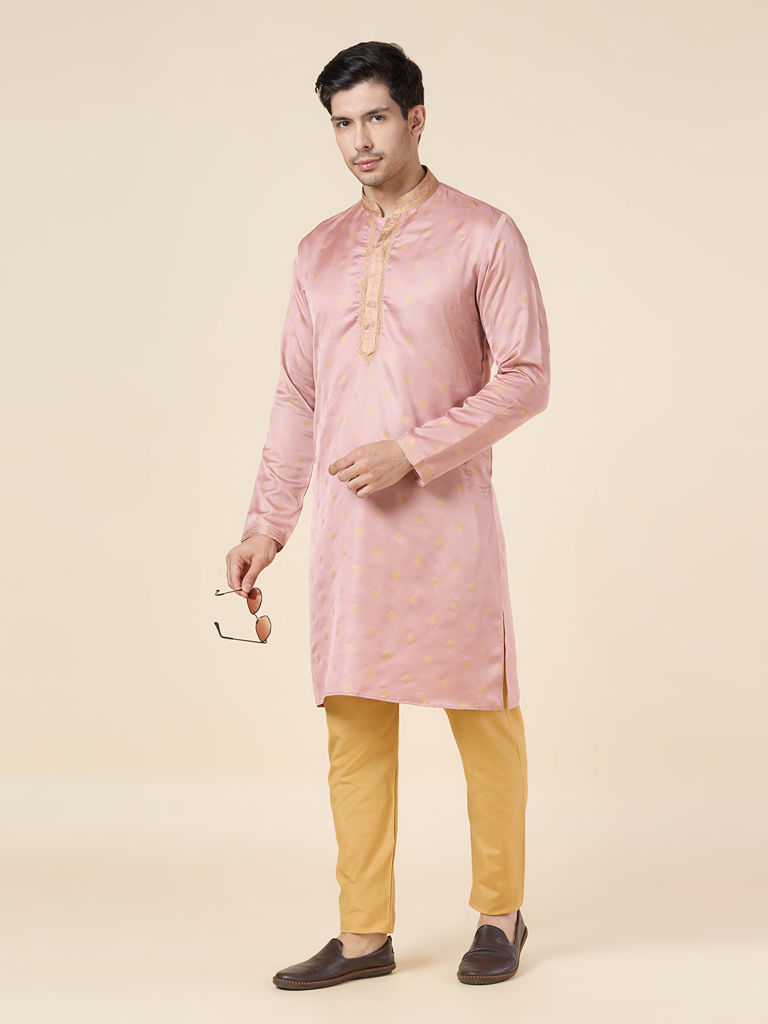 Mens Silk Printed Kurta Set - Roop Darshan