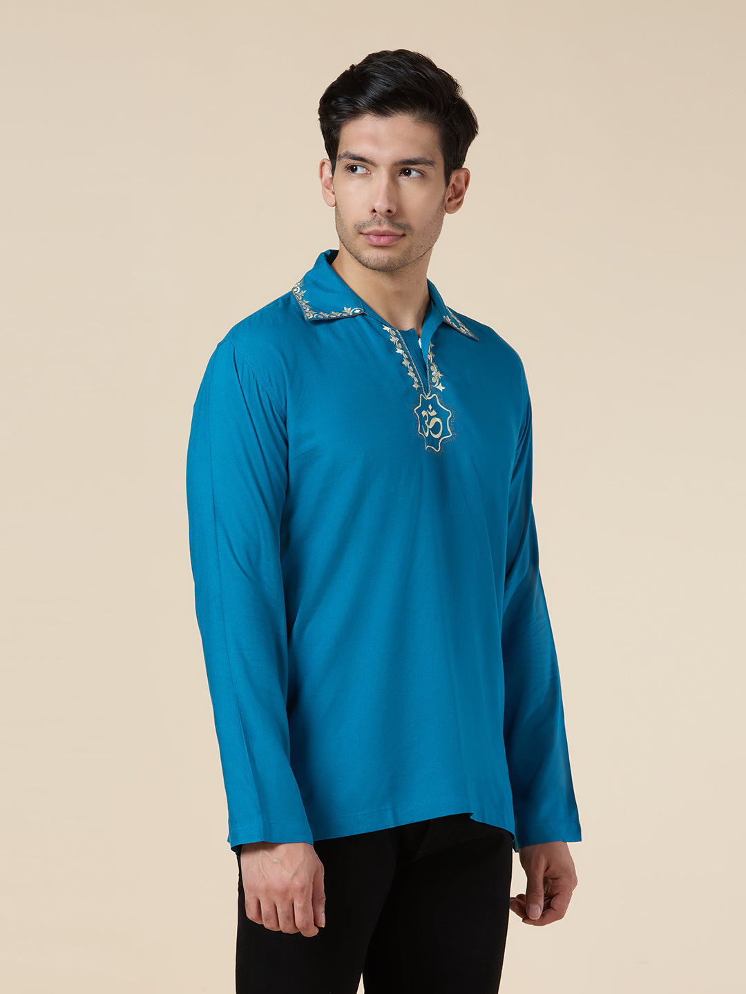 Mens Silk Resham Embroidered Work Kurta - Roop Darshan