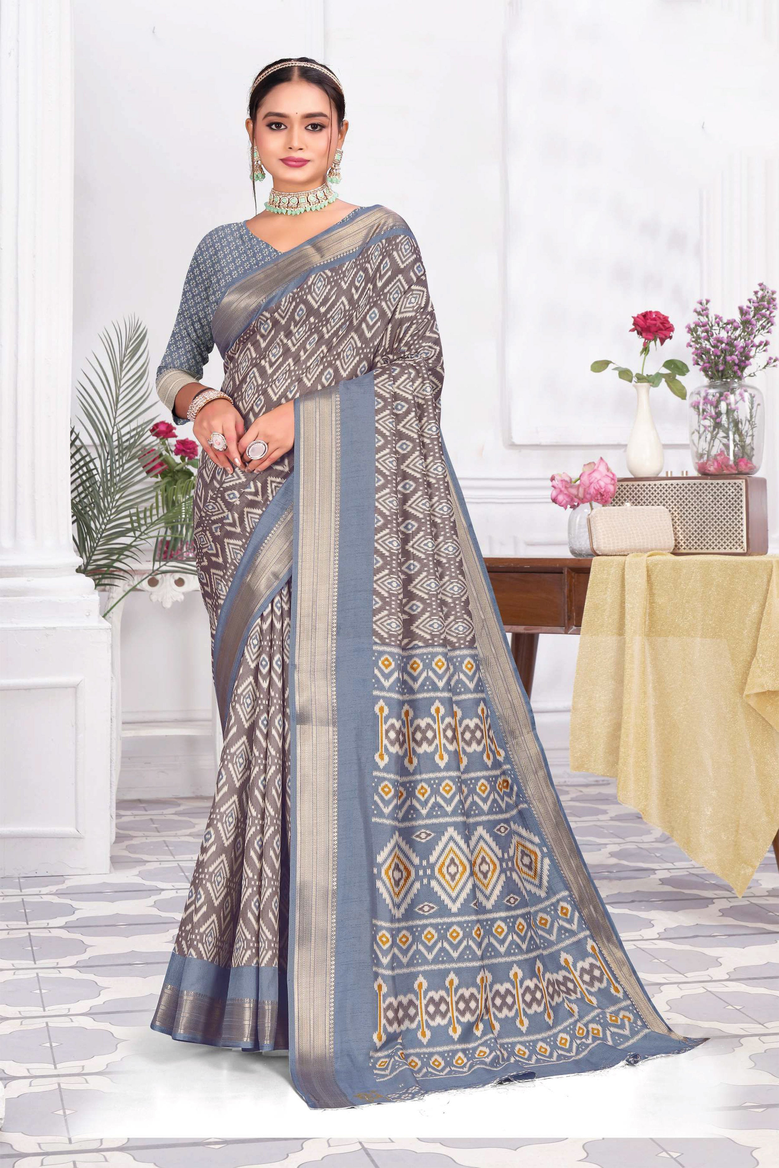 Bella Cotton Silk Printed Saree - Roop Darshan