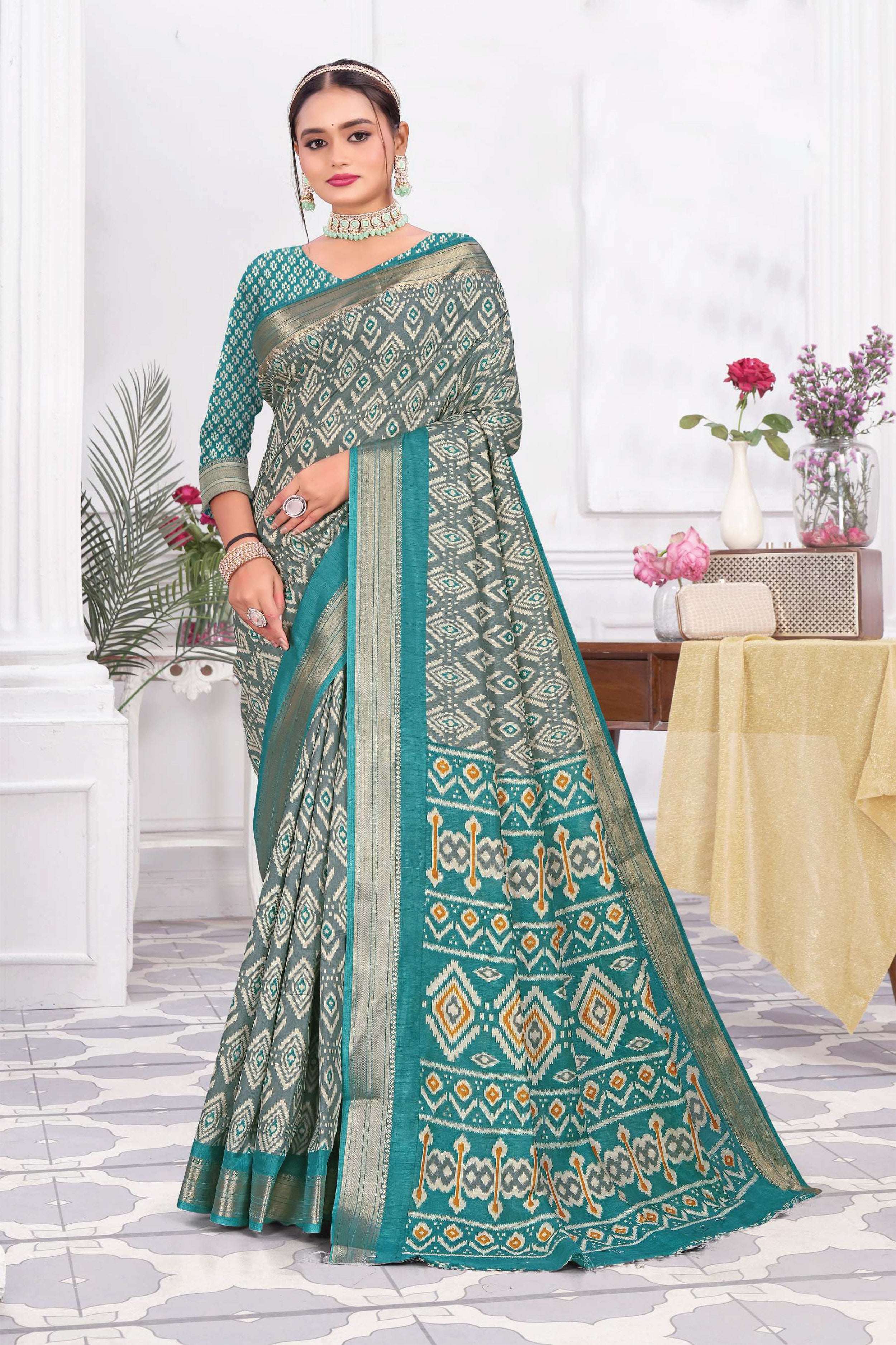 Bella Cotton Silk Printed Saree - Roop Darshan