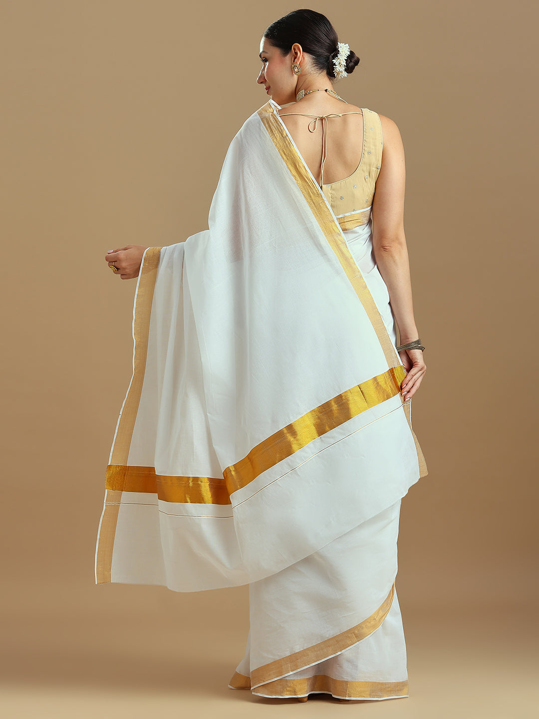 Onam Off-White Kasavu Saree