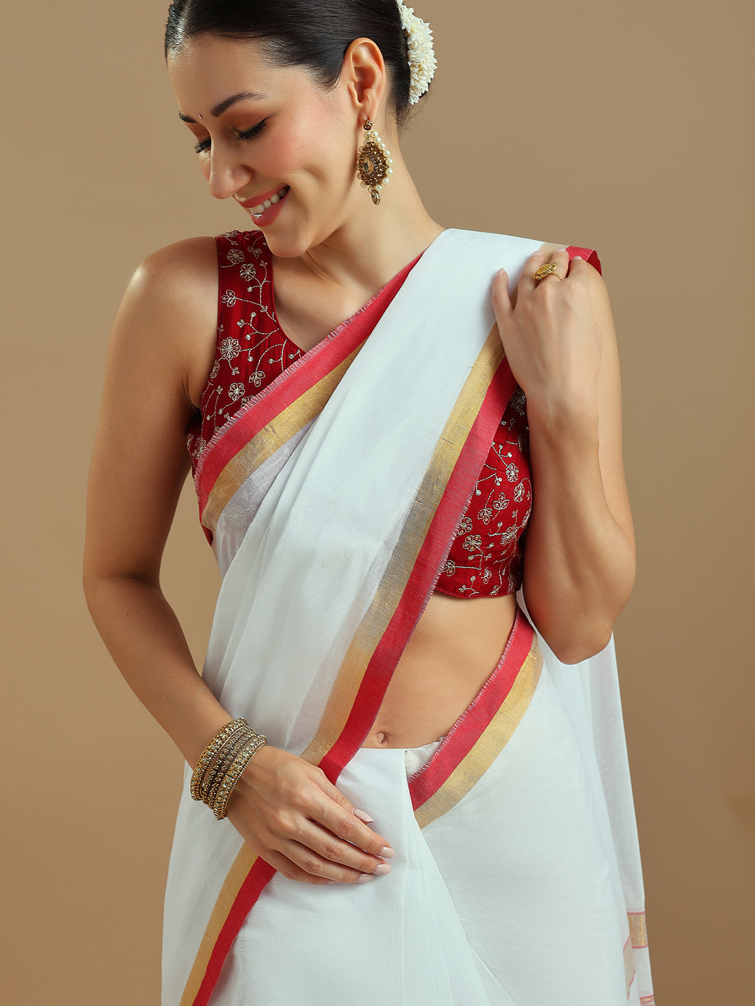 Onam Red Kasavu Saree
