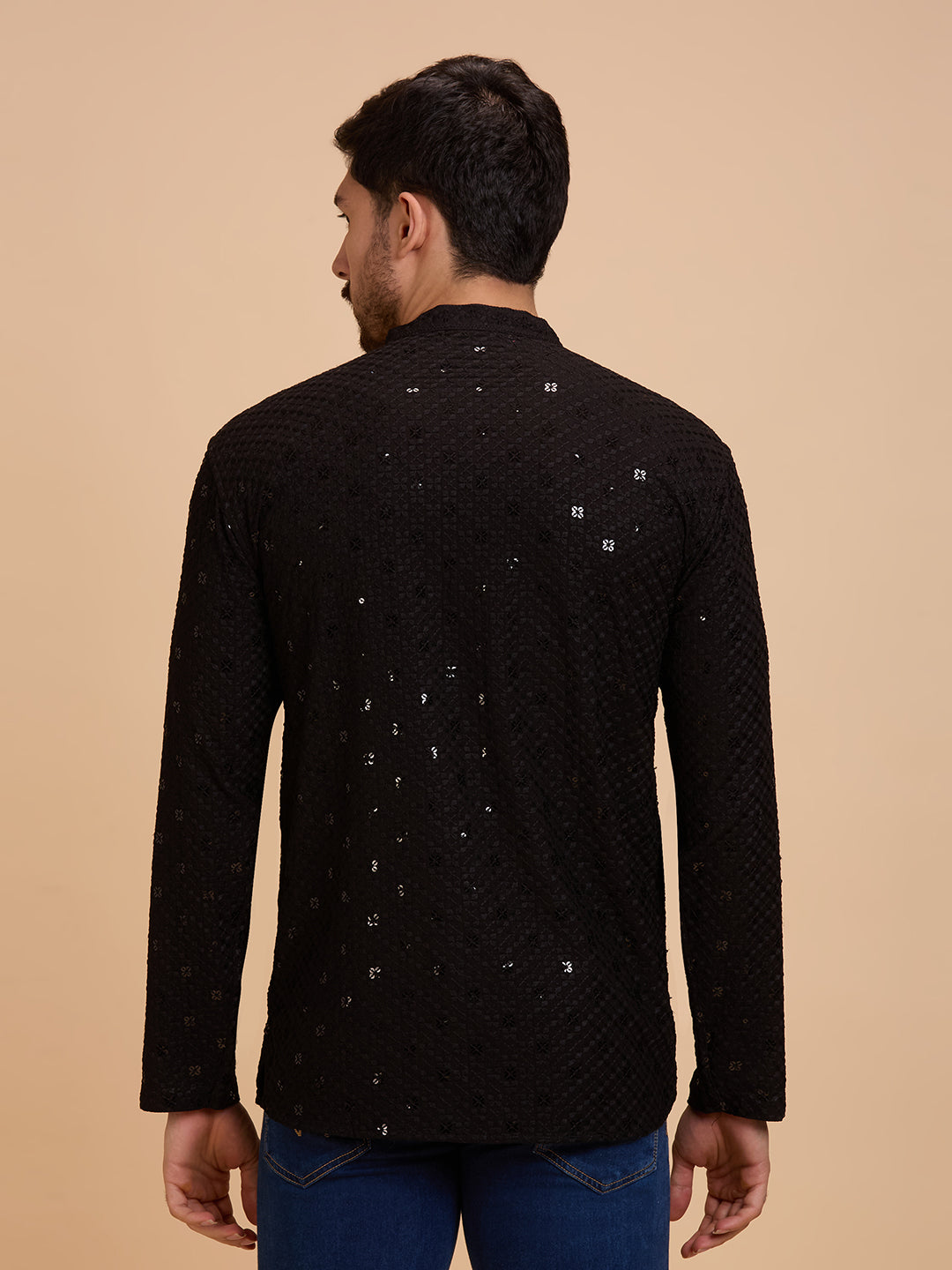 Mens Rayon Chiken-kari Work Kurta - Roop Darshan