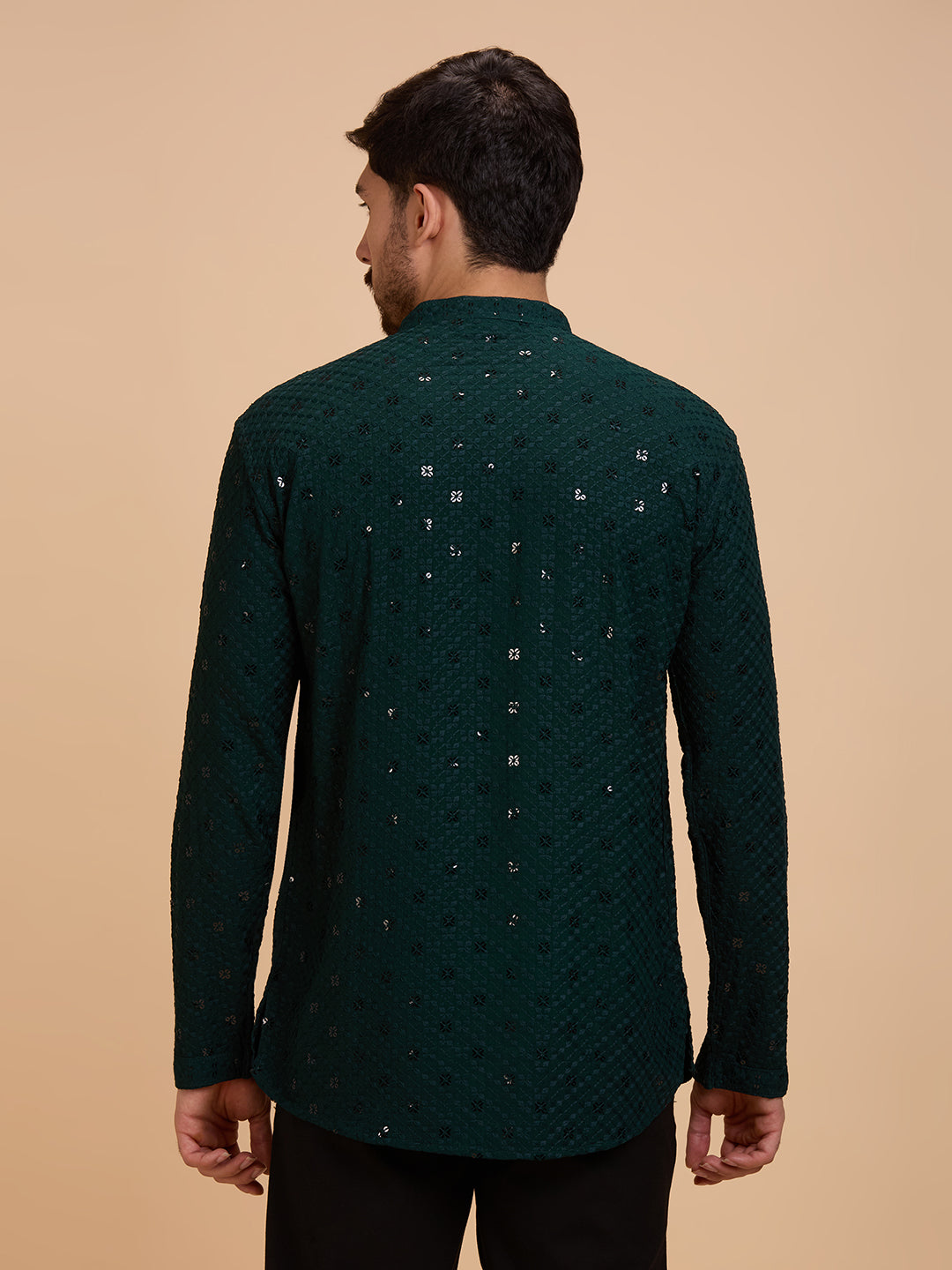 Mens Rayon Chiken-kari Work Kurta - Roop Darshan