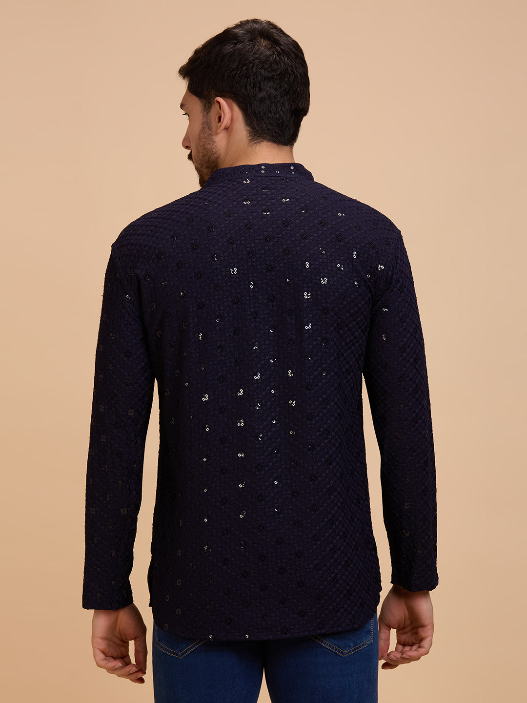 Mens Rayon Chiken-kari Work Kurta - Roop Darshan