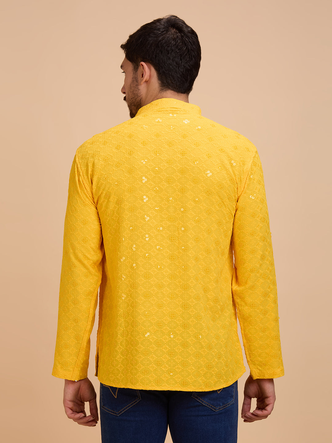 Mens Rayon Chiken-kari Work Kurta - Roop Darshan